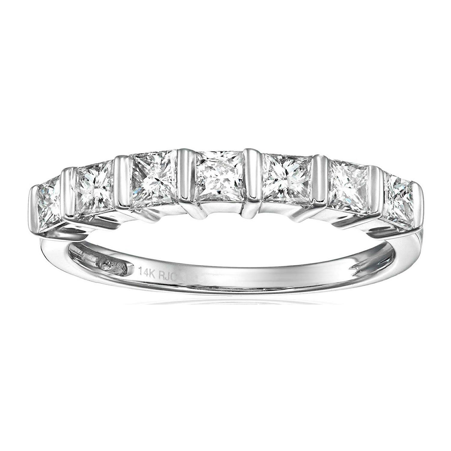 1 Cttw Princess Cut Diamond Wedding Band For Women In 14K Yellow Gold Channel Set Ring Size 5-9
