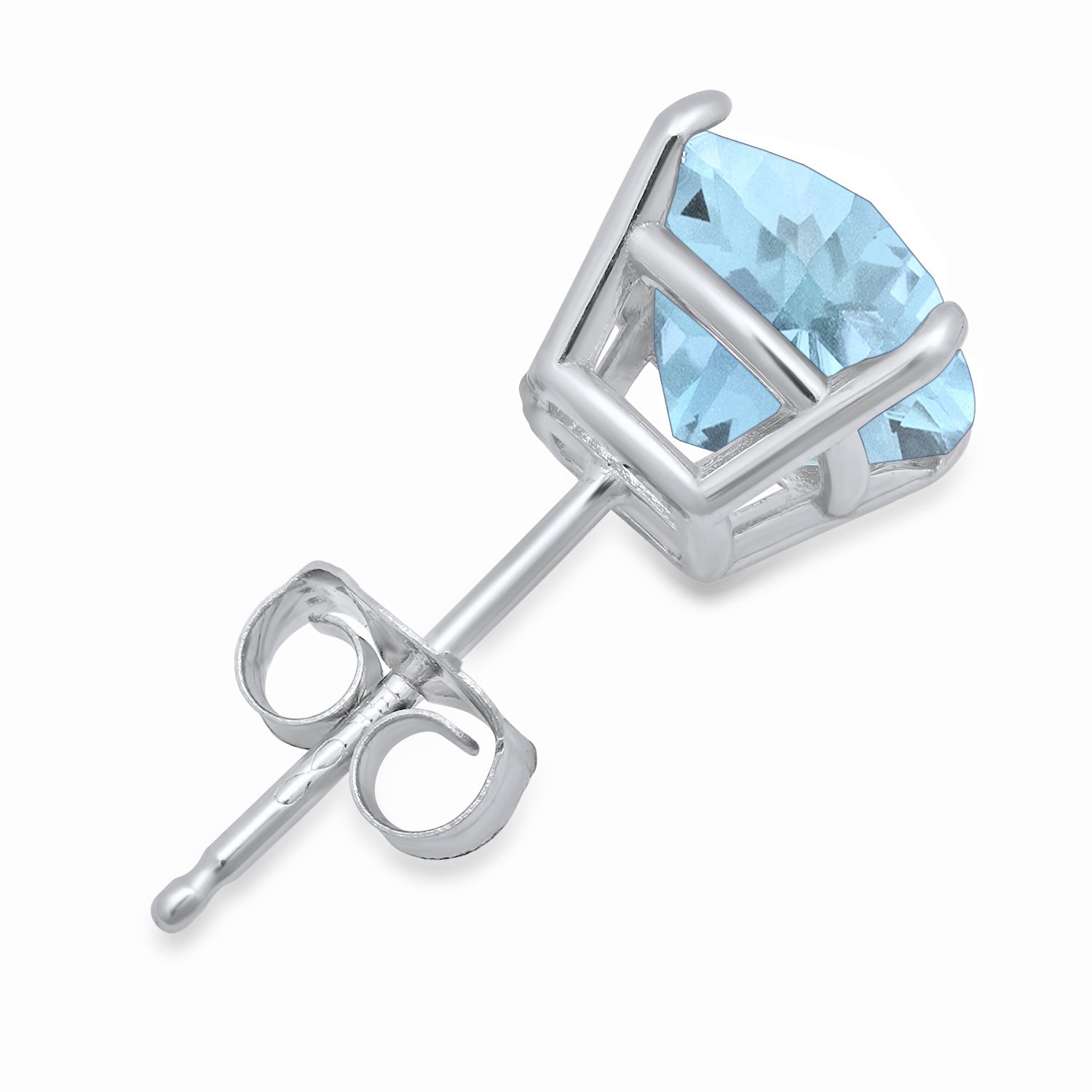 Sterling Silver Cushion-Cut Checkerboard Gemstone Stud Earrings (8MM)