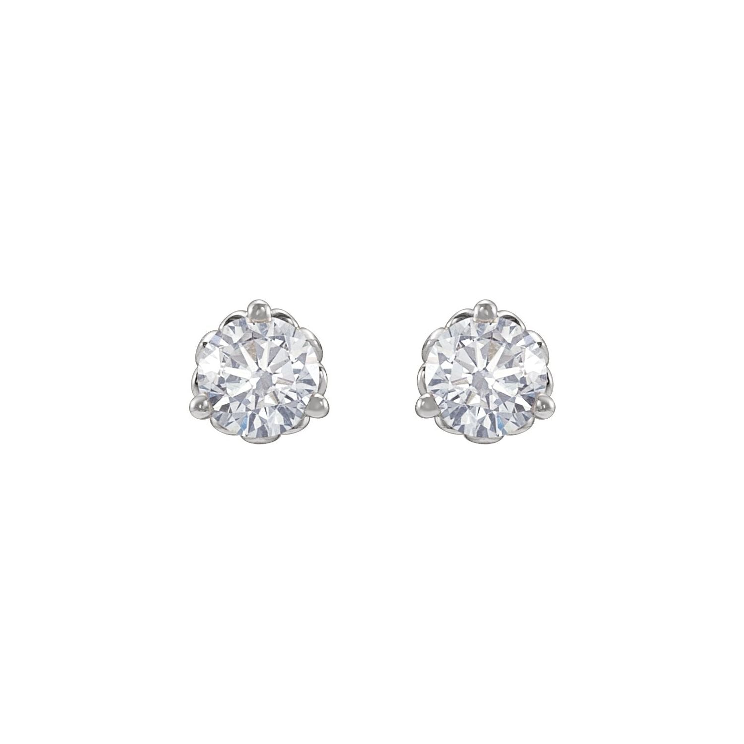14K Gold 1/2ct Lab-grown Diamond Fleur-de-lis Earrings Clarity SI Color G-H
