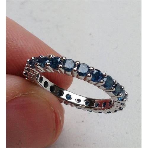1ct Blue Diamond Eternity Ring 14K White Gold