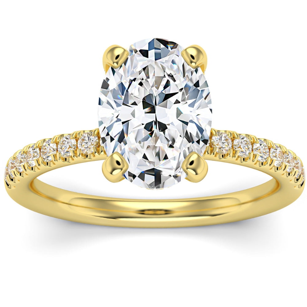 3 1/2 ct Oval Diamond Engagement Ring Lab Grown in 14k White, Yellow or Rose Gold