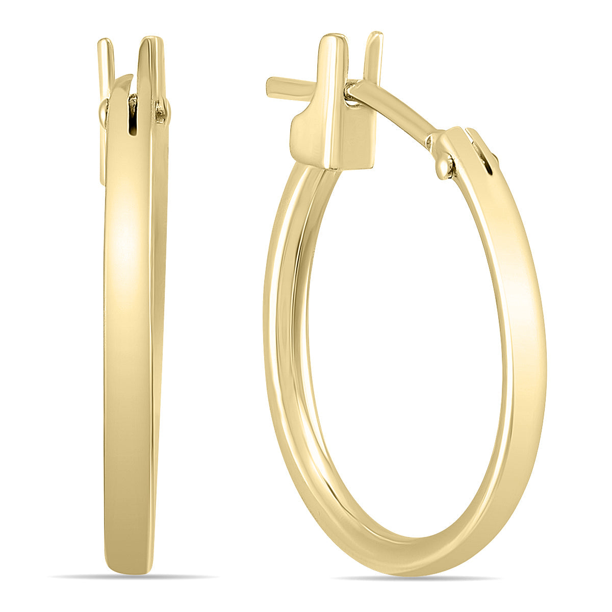14K Yellow Gold 14mm Hoop Earrings 1.5mm Gauges