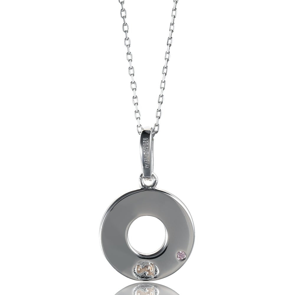 Suzy Levian Sterling Silver Cubic Zirconia White 3-Row Circle Pendant