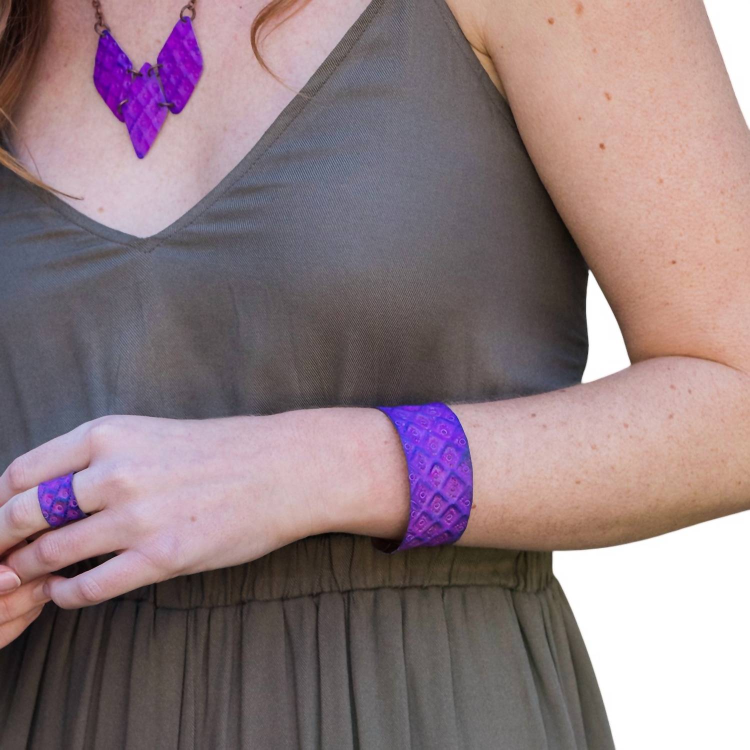 Women's Geo Copper Bracelet in Purple