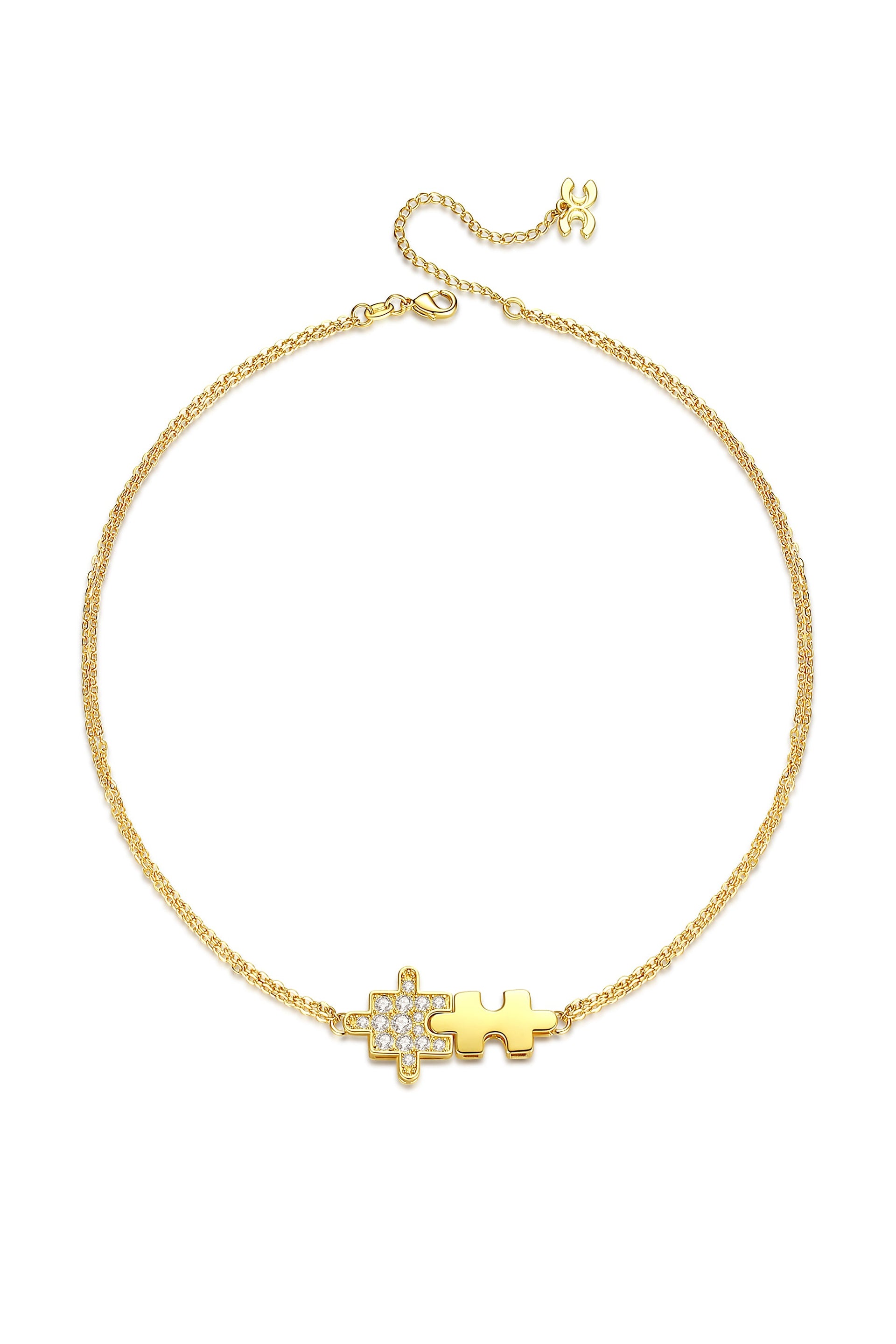 Gold Jigsaw Puzzle Necklace
