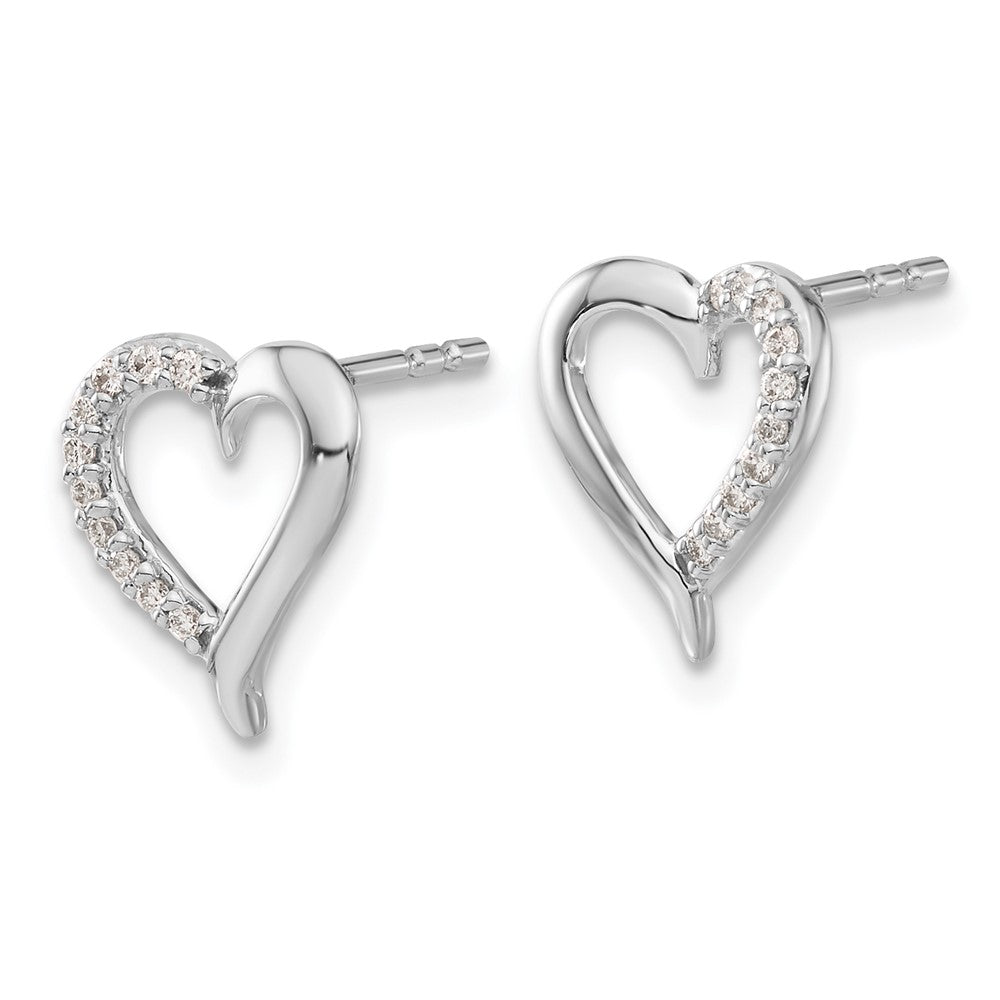 14k Gold 1/10 CT Lab Grown Diamond Heart Stud Earrings