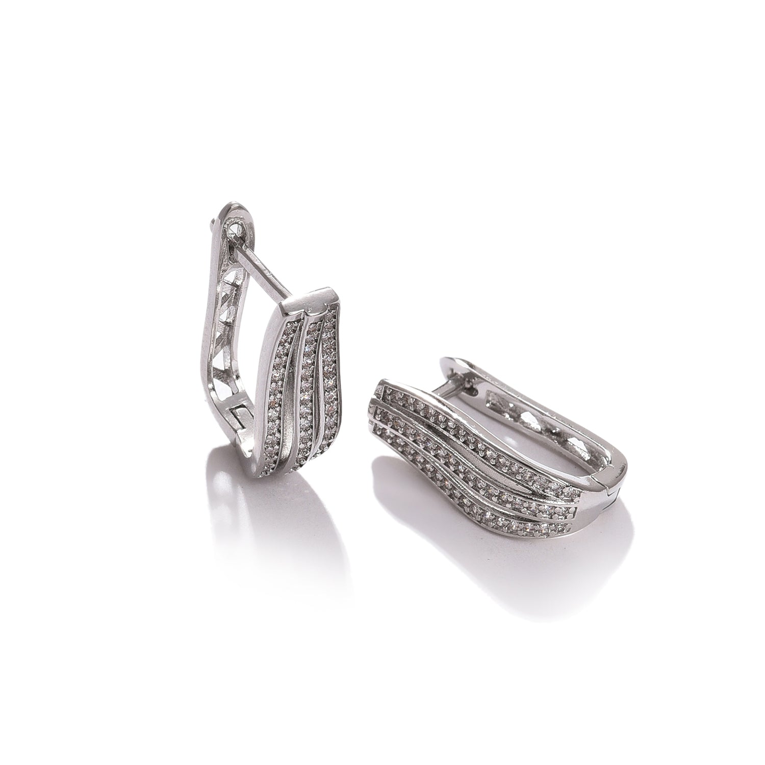 Silver-toned Contemporary Studs Earrings