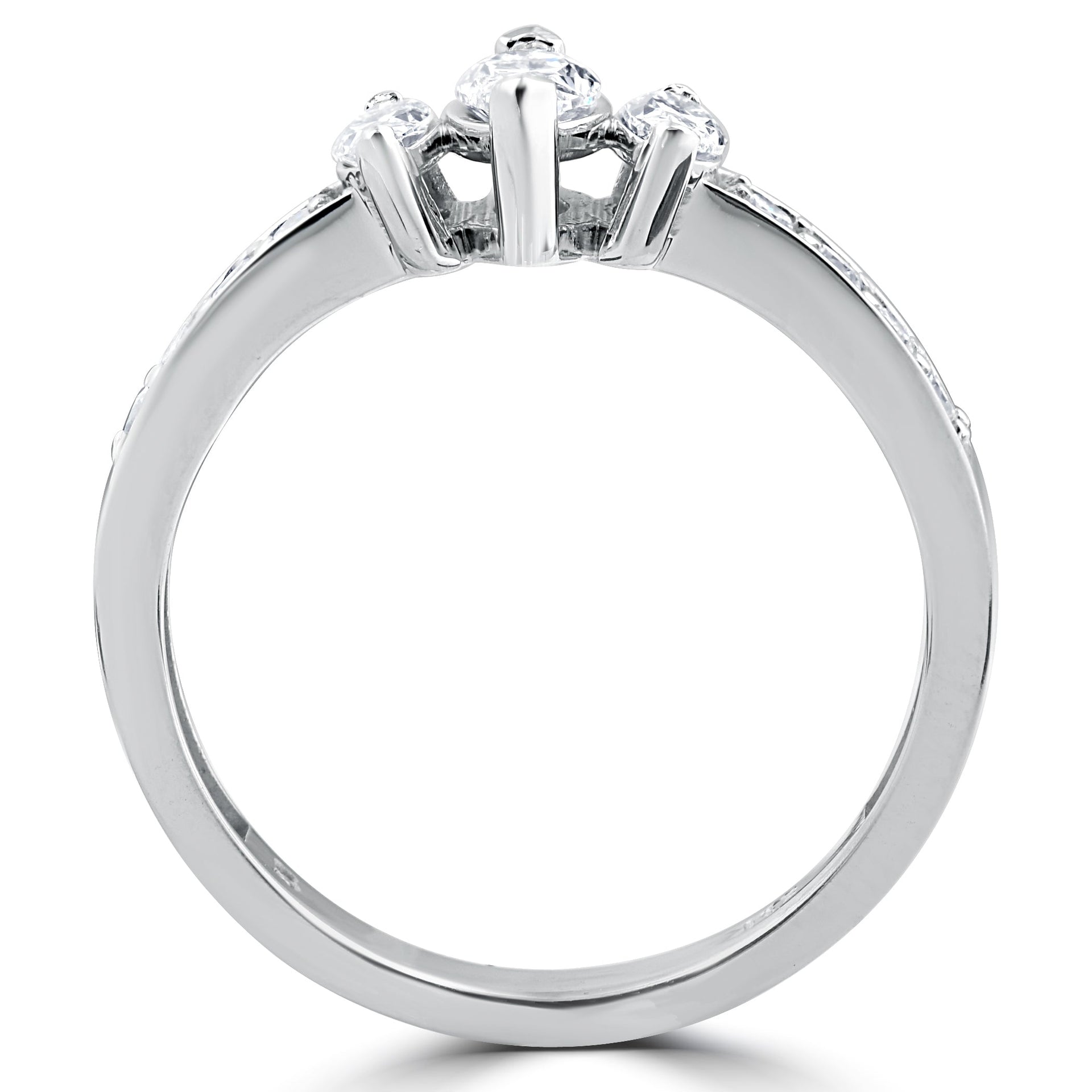 1ct 3-Stone Marquise Diamond Engagement Ring 14K White Gold