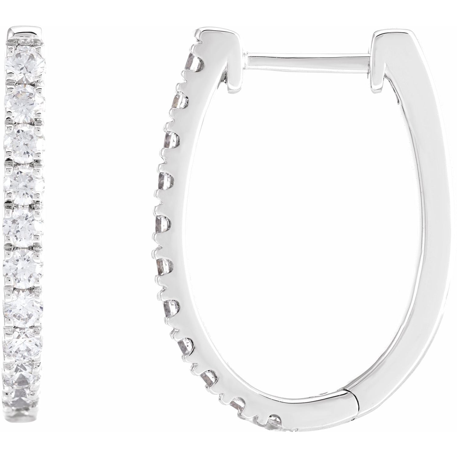14K Gold 3/4ct Lab-grown Diamond Hoop Earrings Clarity SI Color G-H