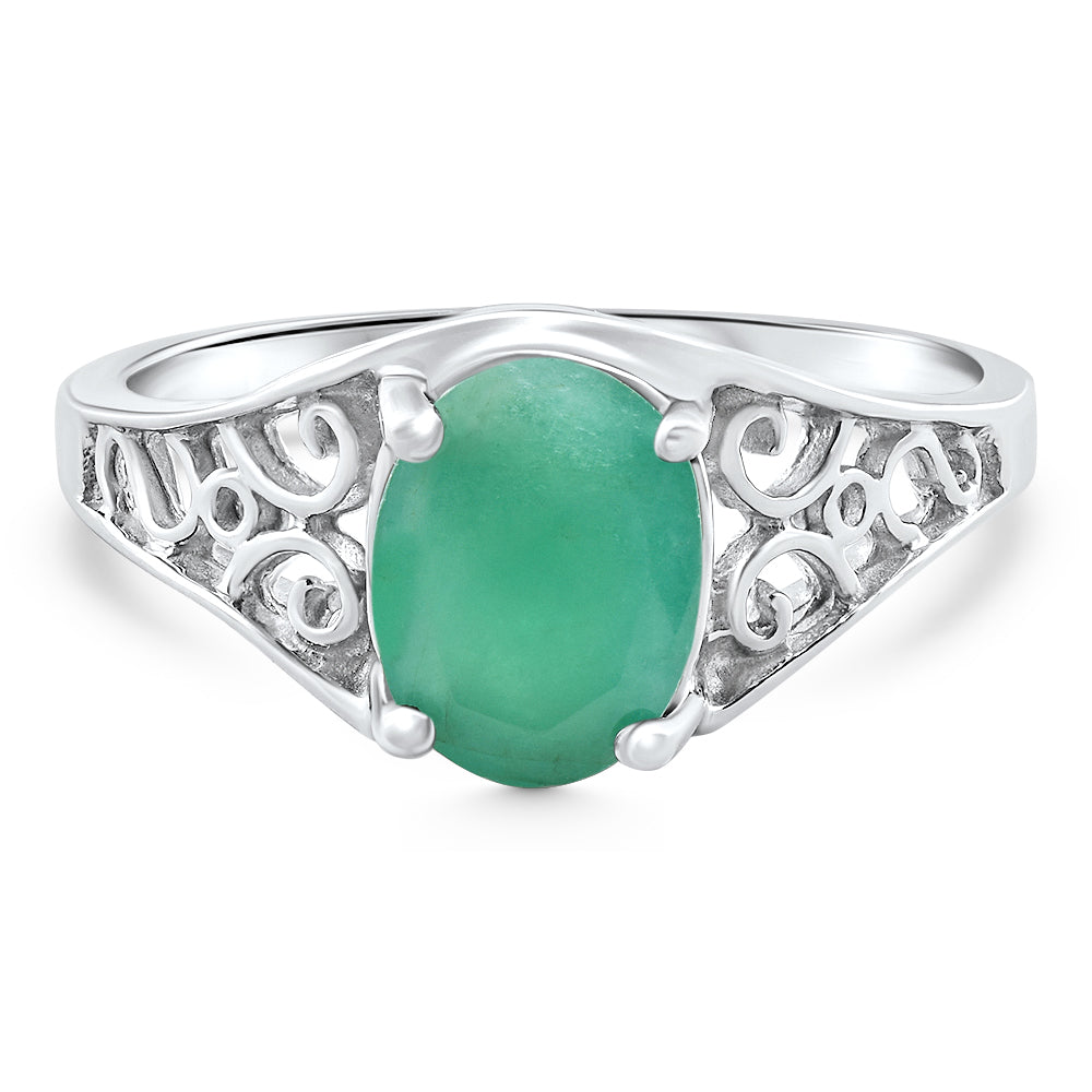 1Ct Genuine Emerald Oval Solitaire Ring 10k Gold