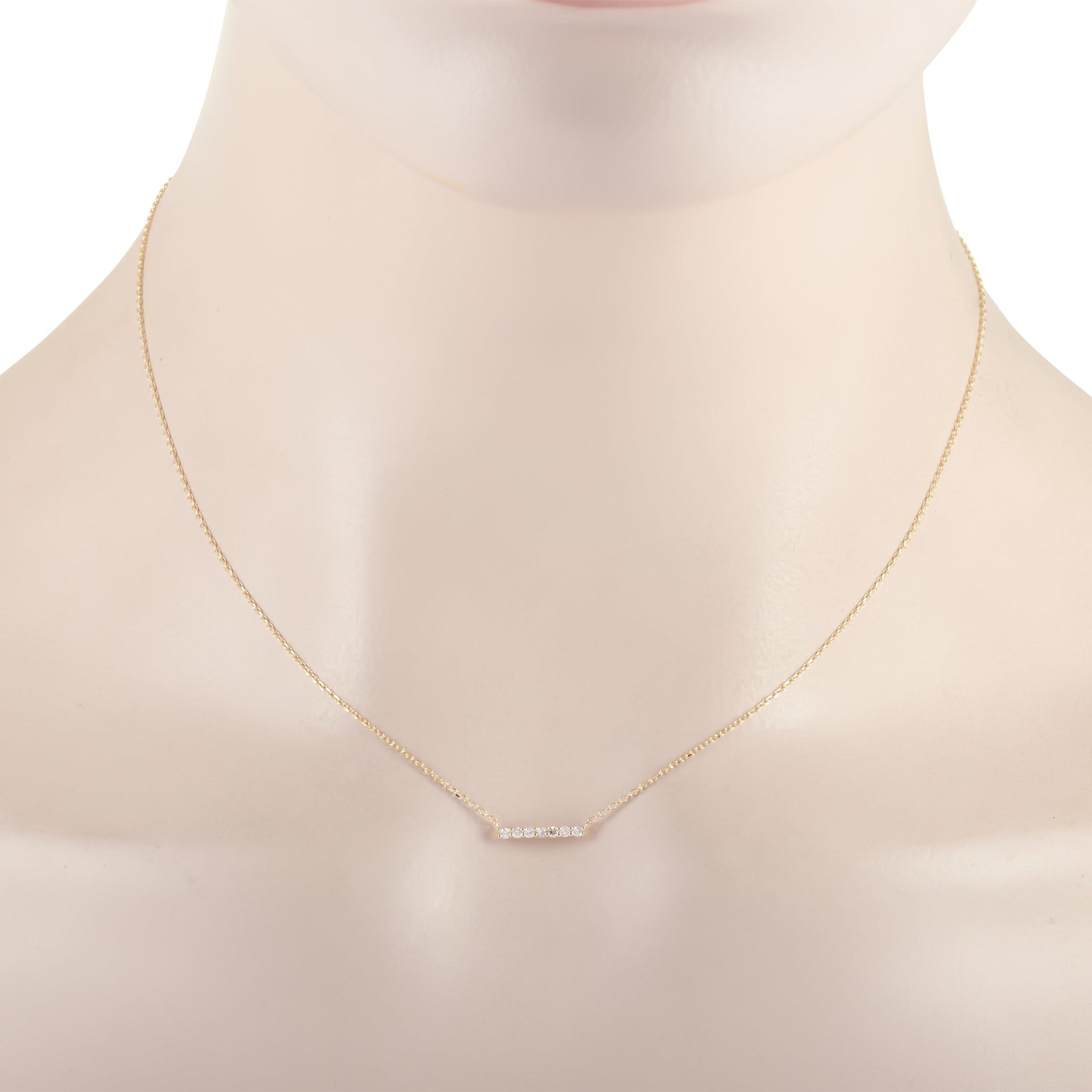 LB Exclusive 14K Yellow Gold 0.10ct Diamond Bar Necklace