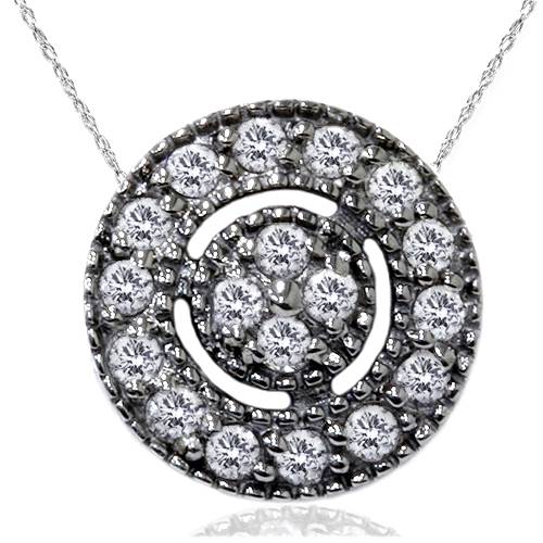 1/4ct Diamond Pave Halo Pendant 14K Black Gold Womens Necklace & 18' Chain