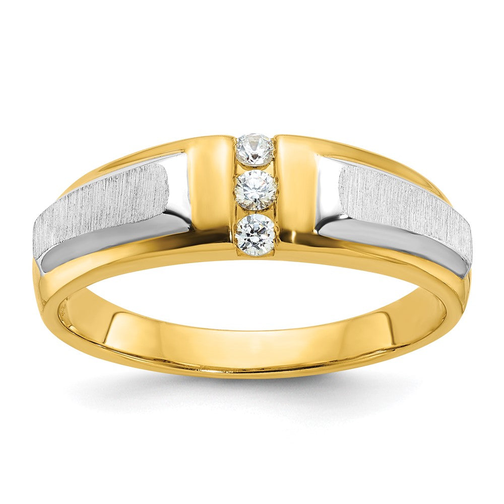 14k Two-tone Lab Grown Diamond 3-stone Band Ring 0.12ct Clarity- VS Color- G-H