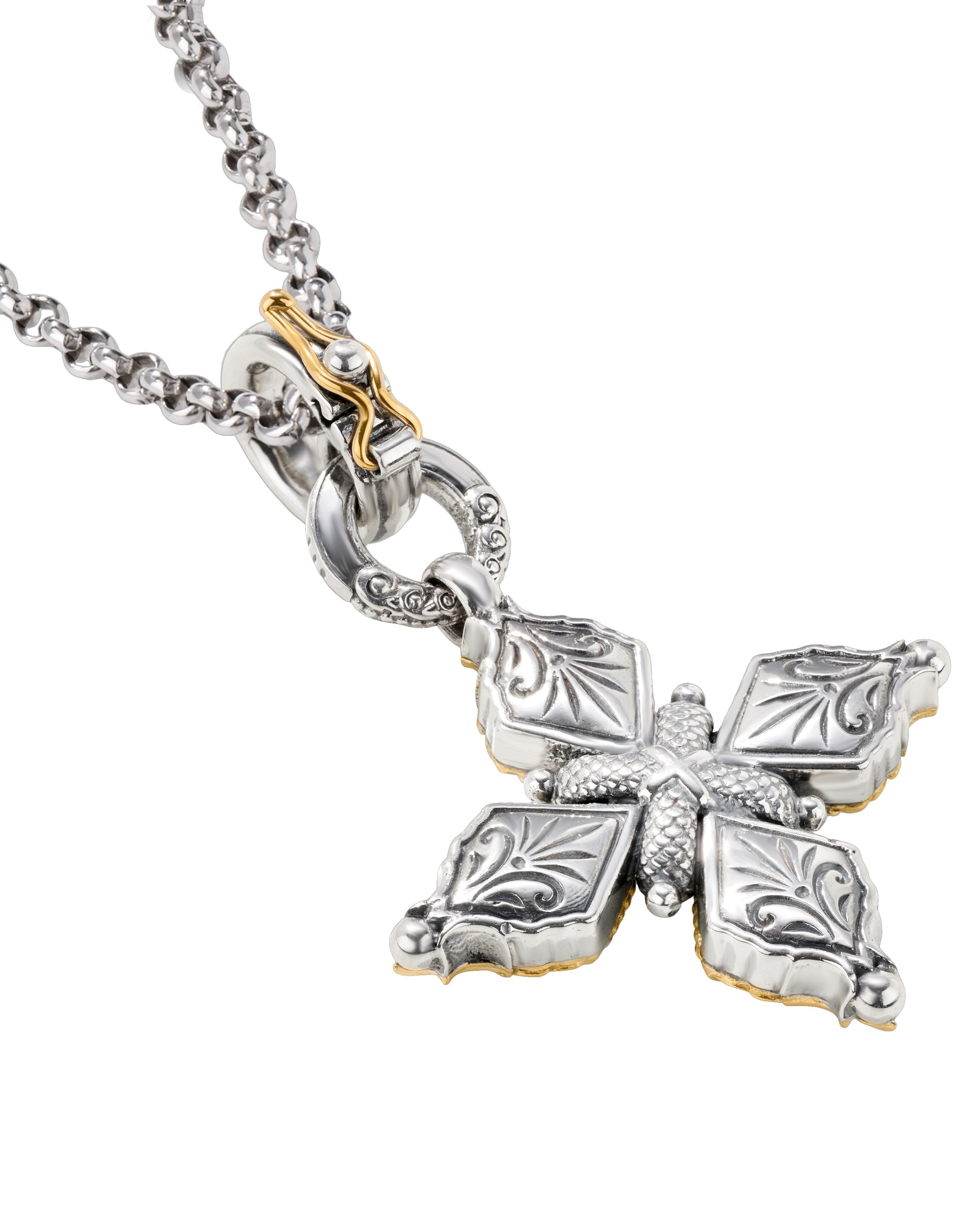 Konstantino Anthos Sterling Silver 18k Gold & Spinel Cross Pendant