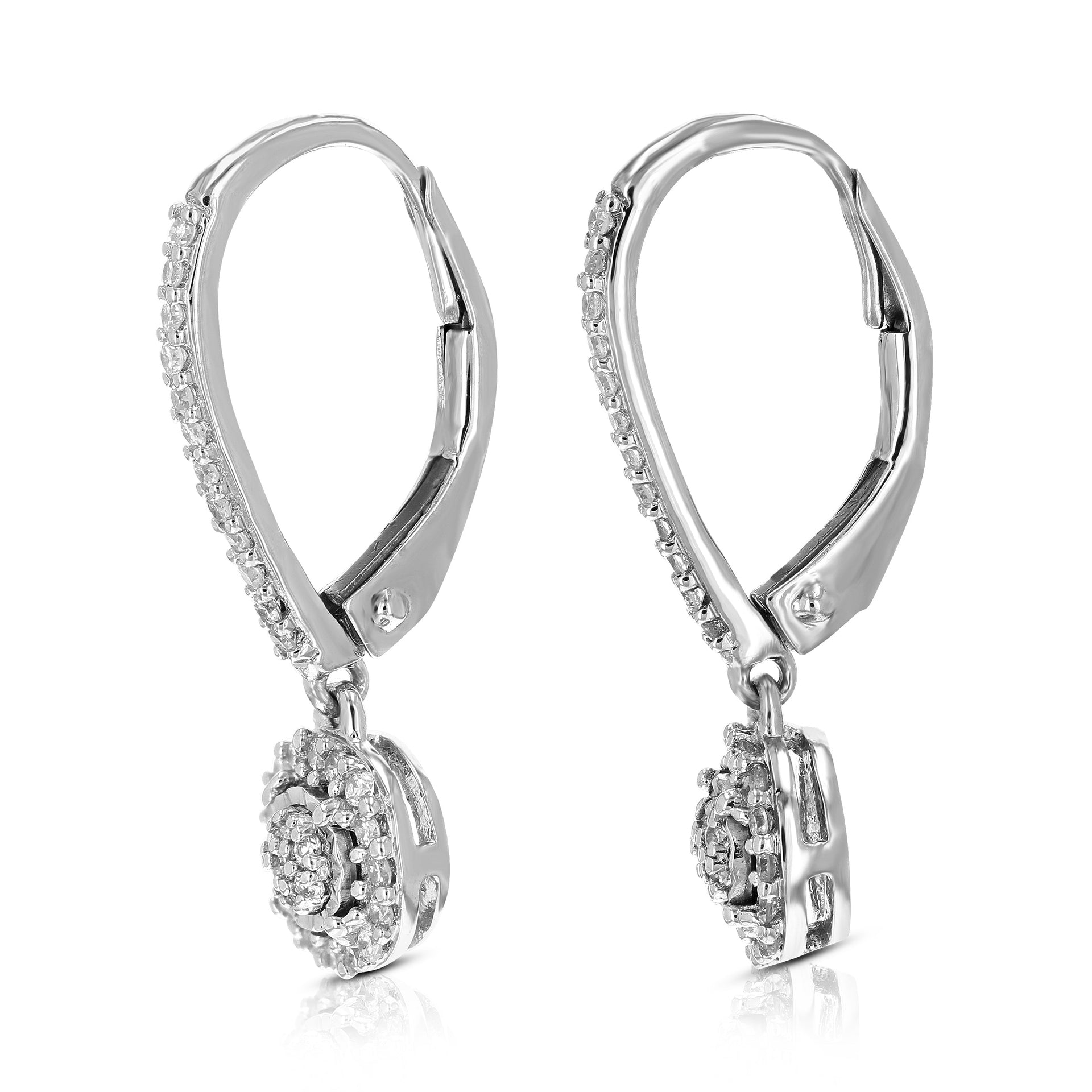 1/4 cttw Round Lab Grown Diamond Dangle Earrings for Her .925 Sterling Silver Prong Set 3/4 Inch Size