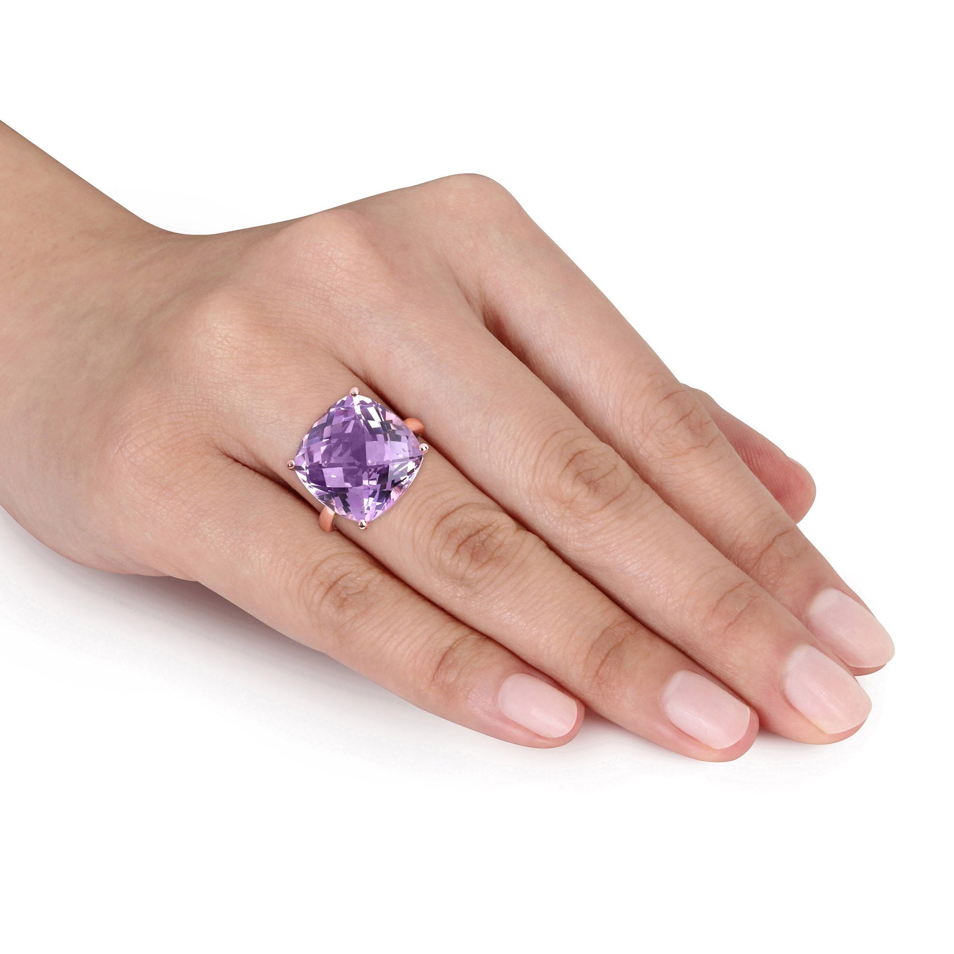 13 1/3ct TW Pink Amethyst Cocktail Ring in 14k Rose Gold