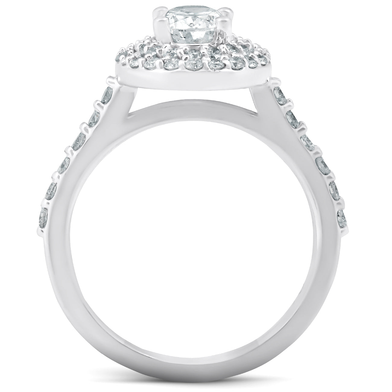 2Ct Oval Diamond Double Halo Engagement Wedding Ring Set 14k White Gold