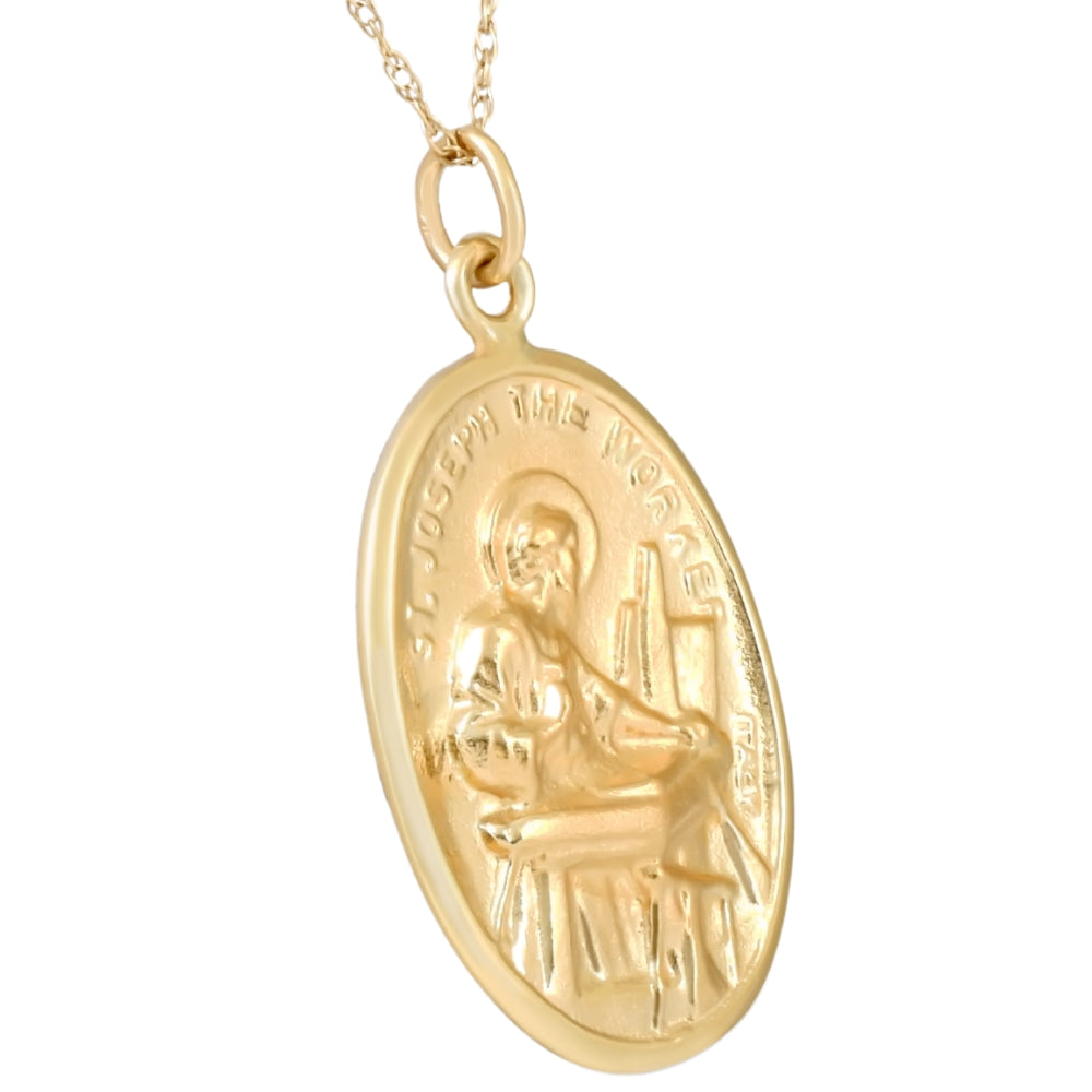 14k White or Yellow Gold St. Joseph Medal Pendant 1' Tall 2.5 Grams