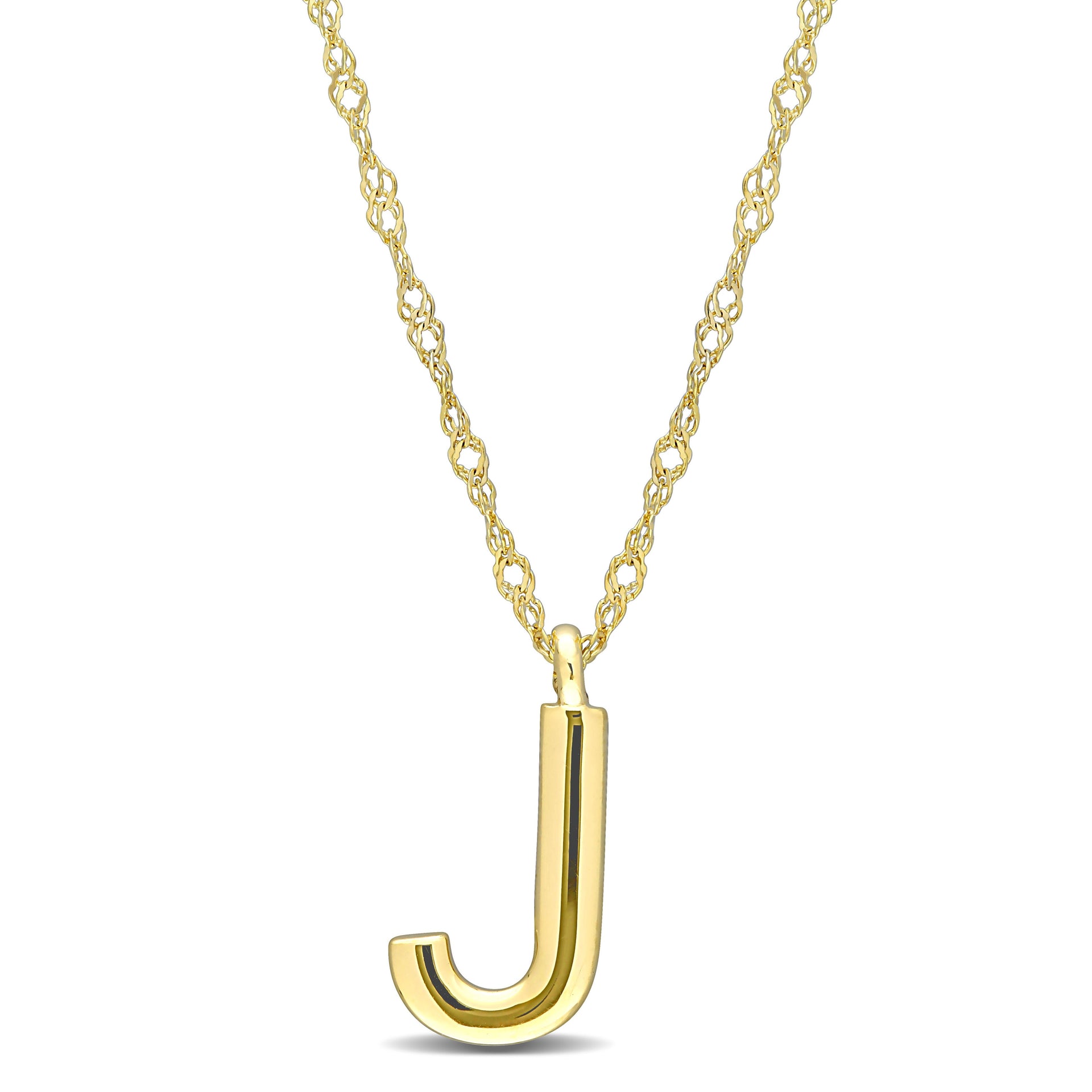 Mimi & Max Initial 'J' Pendant w/ Chain in 14k Yellow Gold