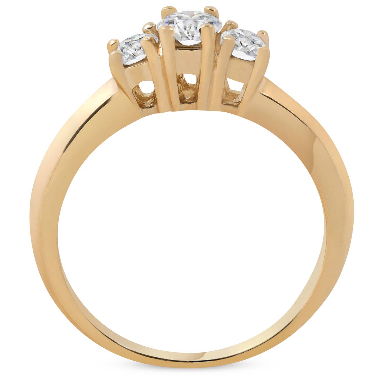 1/2 CT Three Stone Diamond Engagement Ring 14K Yellow Gold