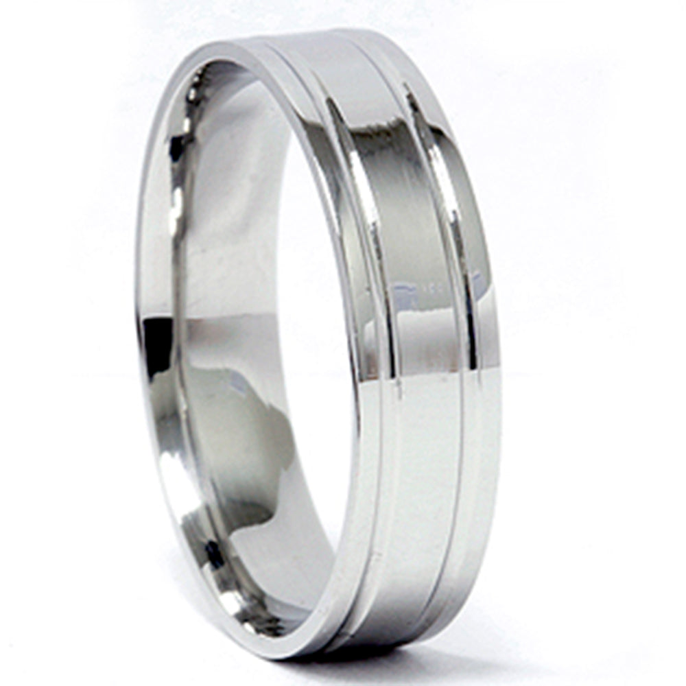 Double Inlay Wedding Band 950 Platinum Size Selectable