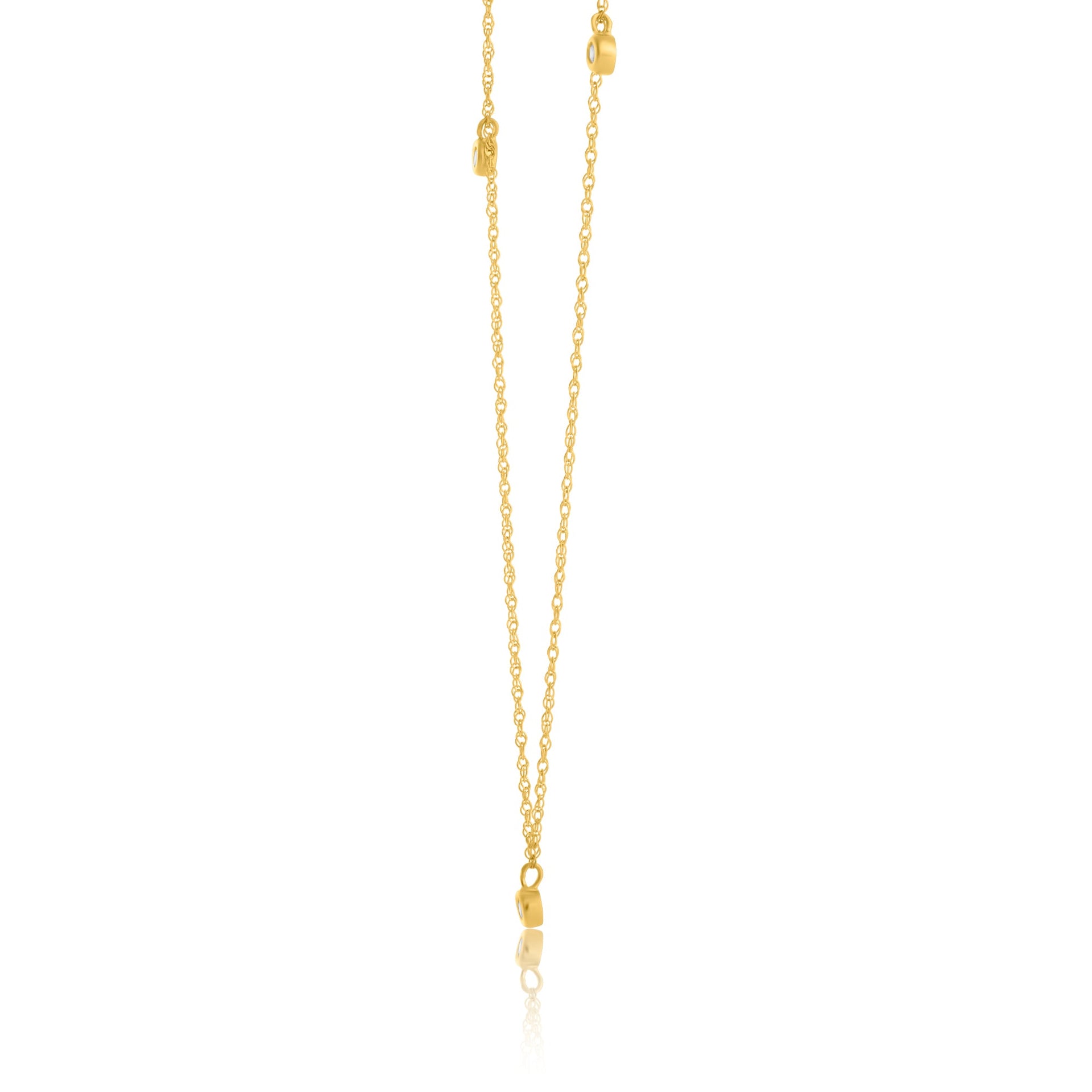 14k Yellow Gold 3 Stone Diamond Necklace