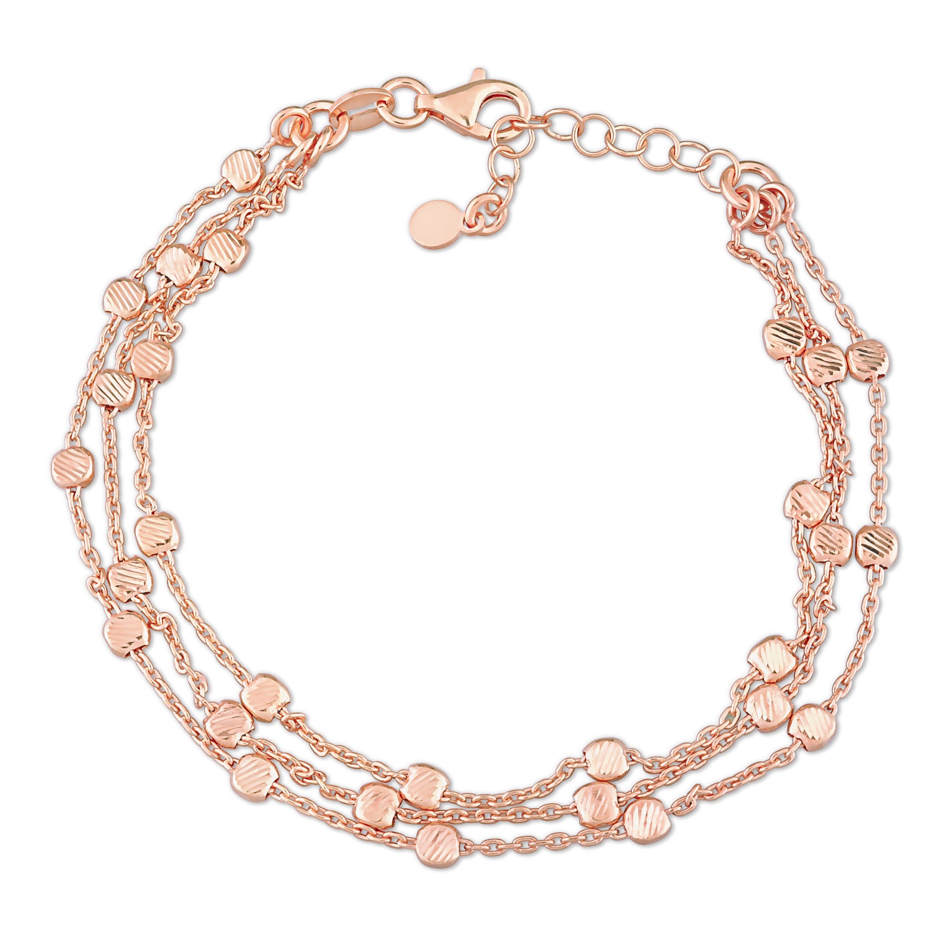 Multi-Strand Chain Bracelet in 18k Rose Gold Plated Sterling Silver, 7.5 in