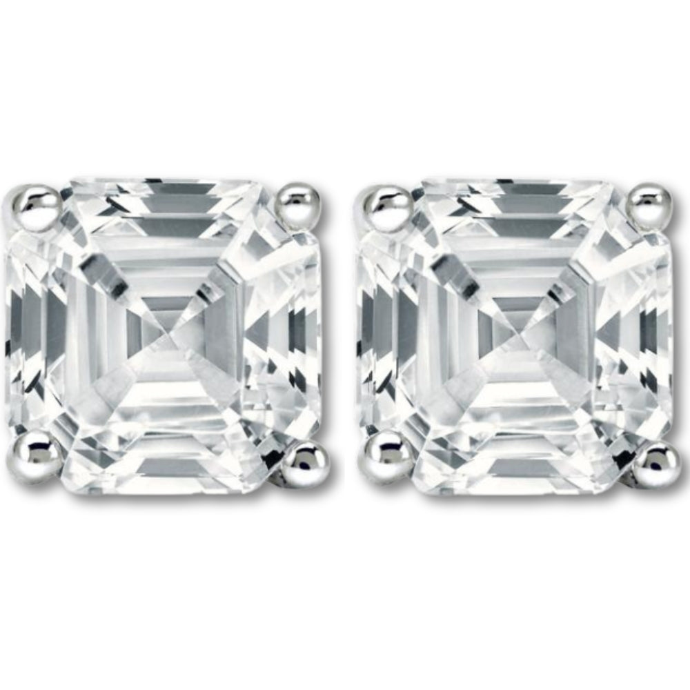 3.32Ct Asscher Cut Diamond Studs 14k White Gold Lab Grown Earrings