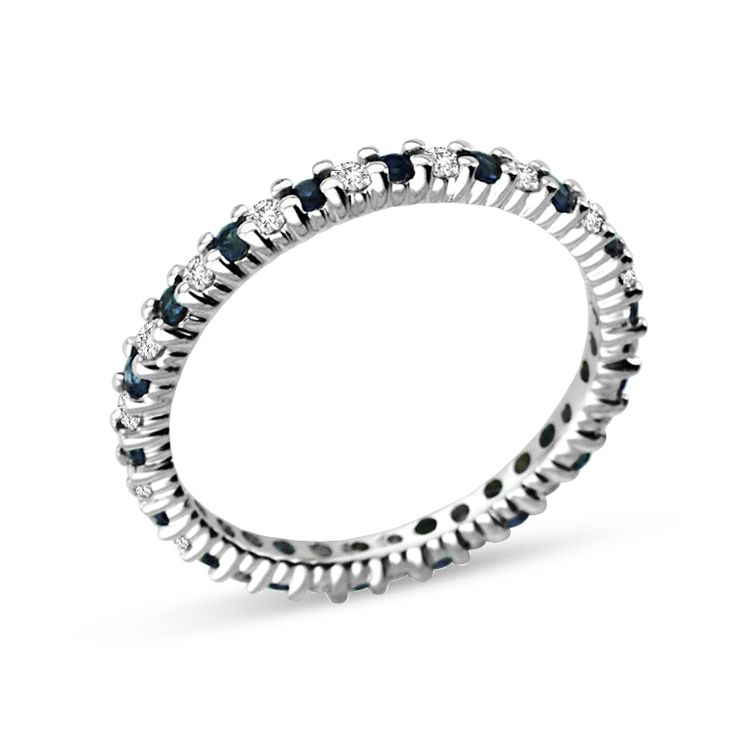 0.55cttw Sapphire and Diamond Eternity Ring in 14k Gold