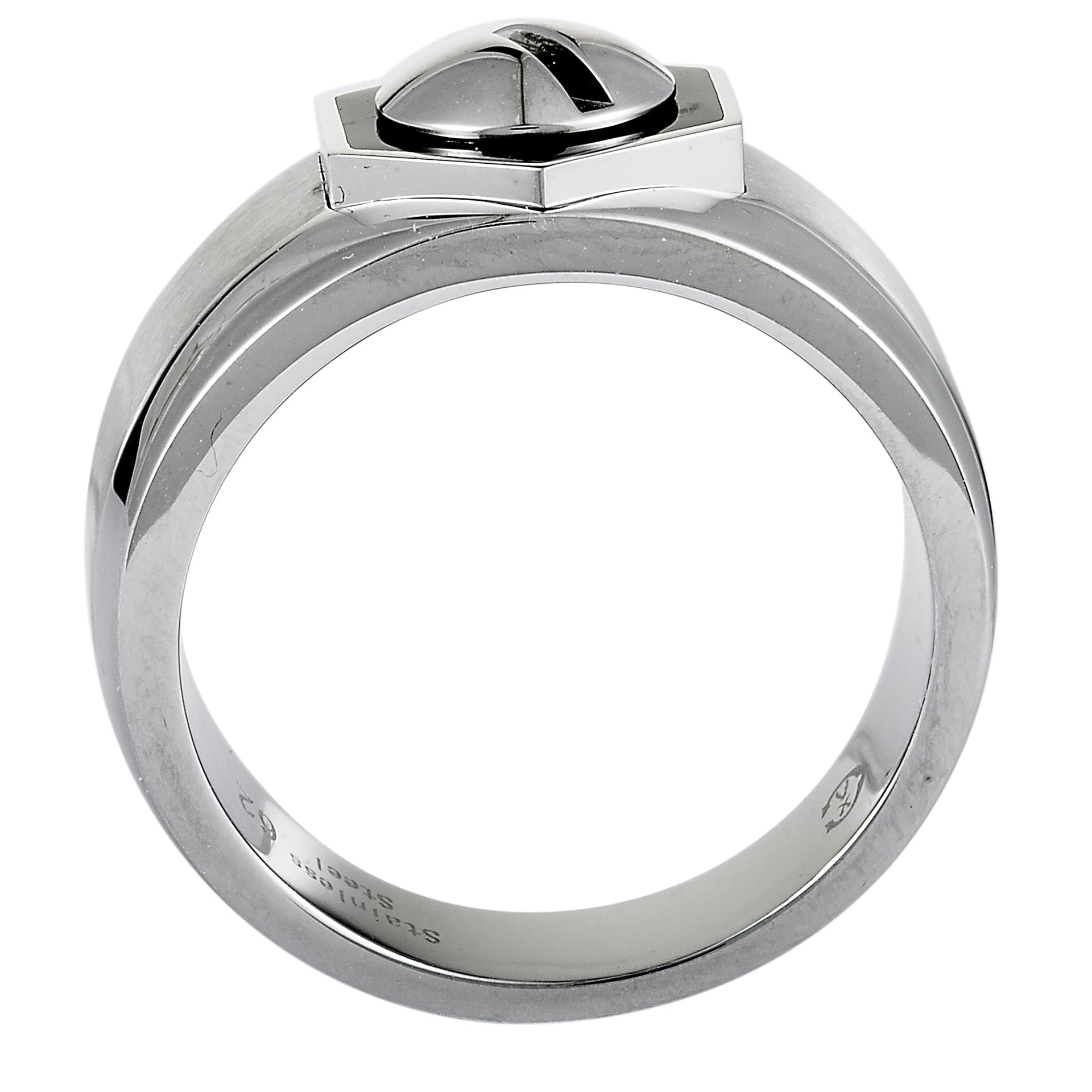 Rotonde Stainless Steel Black Epoxy Band Ring