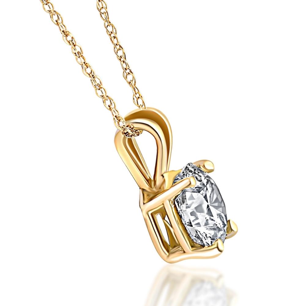 .75ct Round Cut Diamond Solitaire Pendant Necklace in 14k White or Yellow Gold