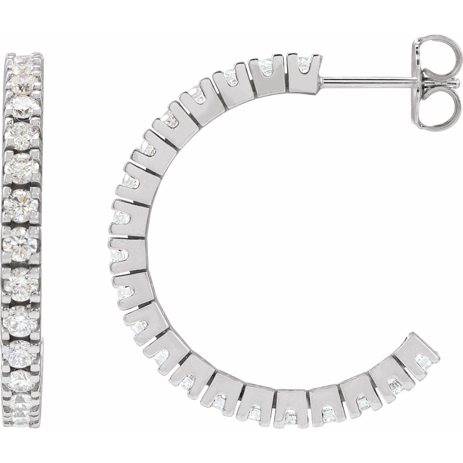 14K Gold 1 5/8ct Lab-grown Diamond Hoop Earrings Clarity SI Color G-H