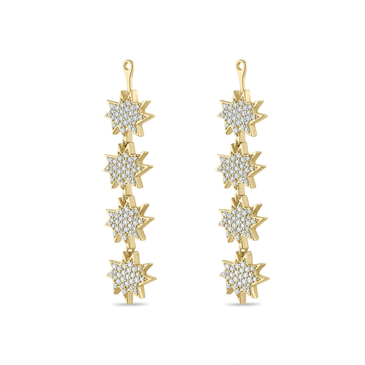 Gold Five Star Mini KAPOW! Convertible Earrings: All Pavé Diamonds