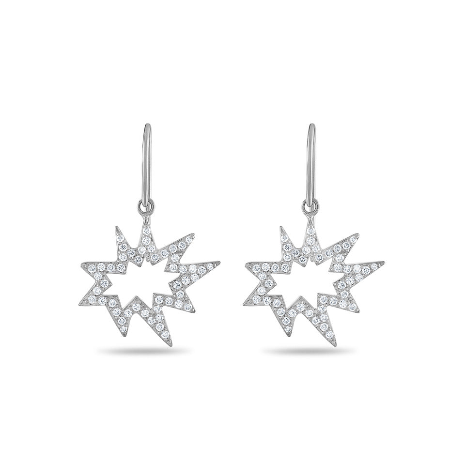 White Gold Pavé Diamond Midi Nova KAPOW! Earrings