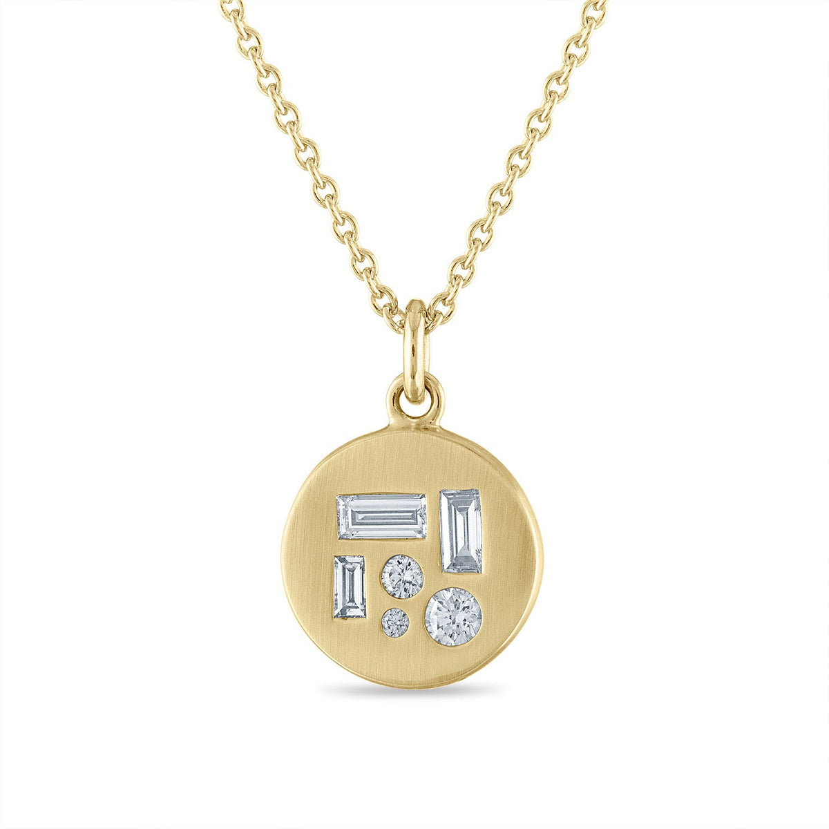 Gold Diamond Disc Pendant