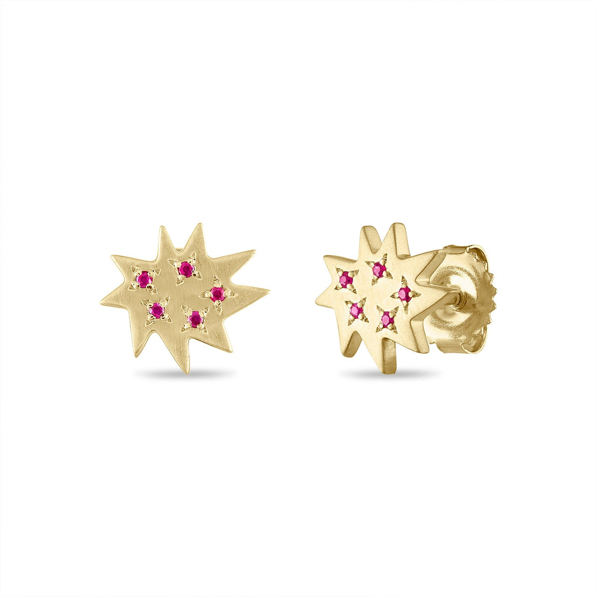 Gold Mini KAPOW! Stud Earrings with Rubies