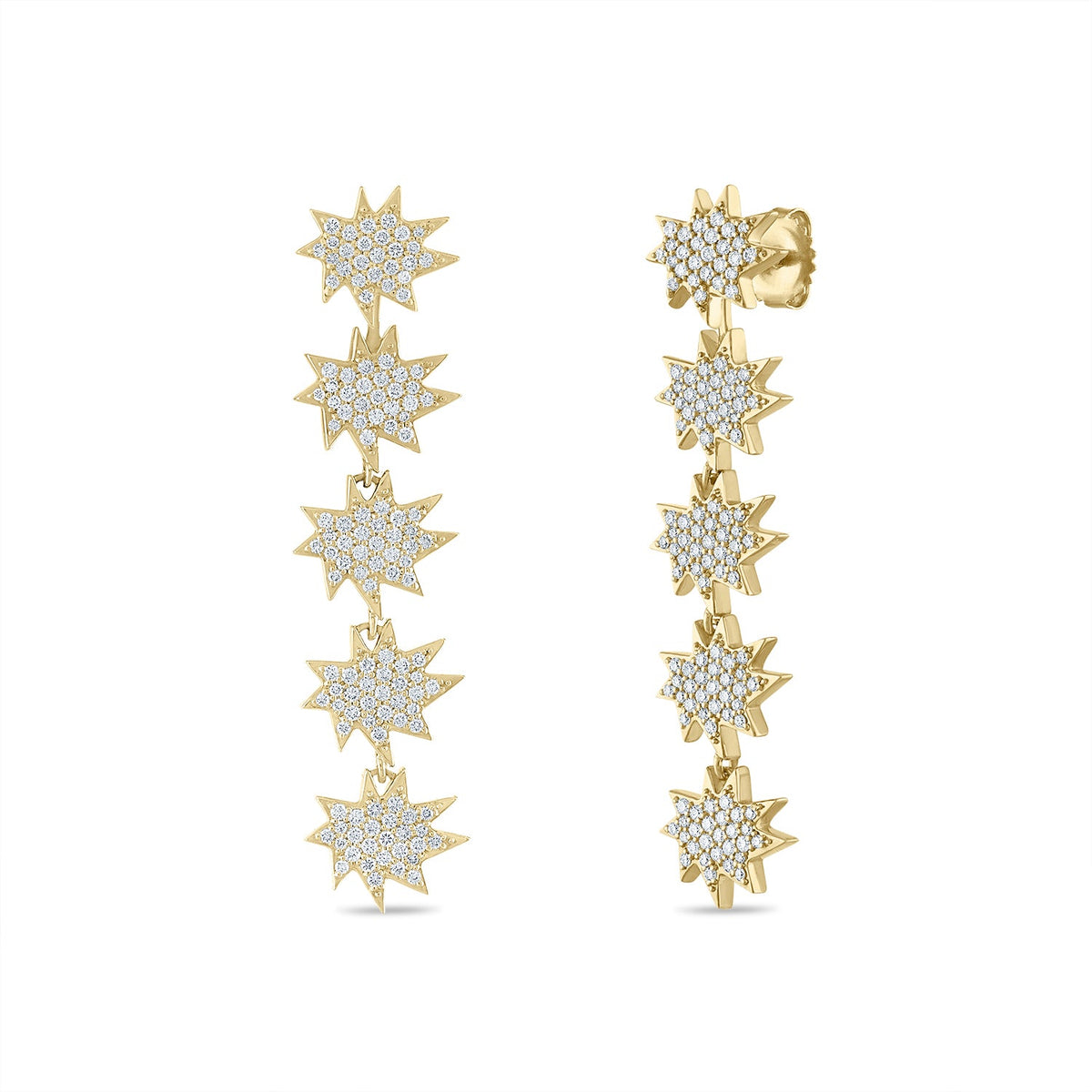 Gold Five Star Mini KAPOW! Convertible Earrings: All Pavé Diamonds