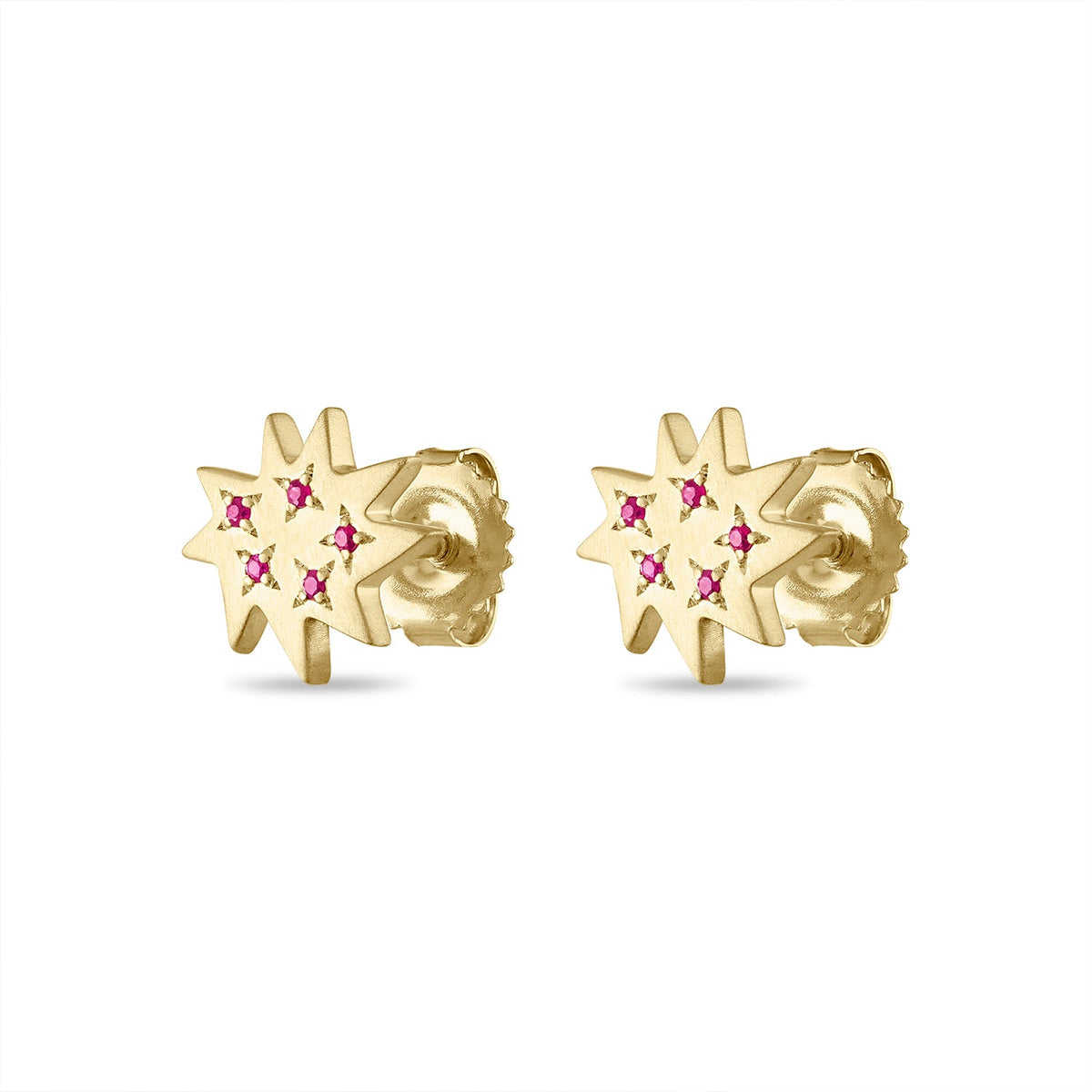 Gold Mini KAPOW! Stud Earrings with Rubies