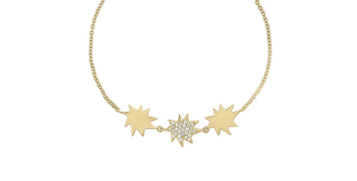 Gold Mini KAPOW! bolo bracelet: Two Gold, One Pavé Diamond Star