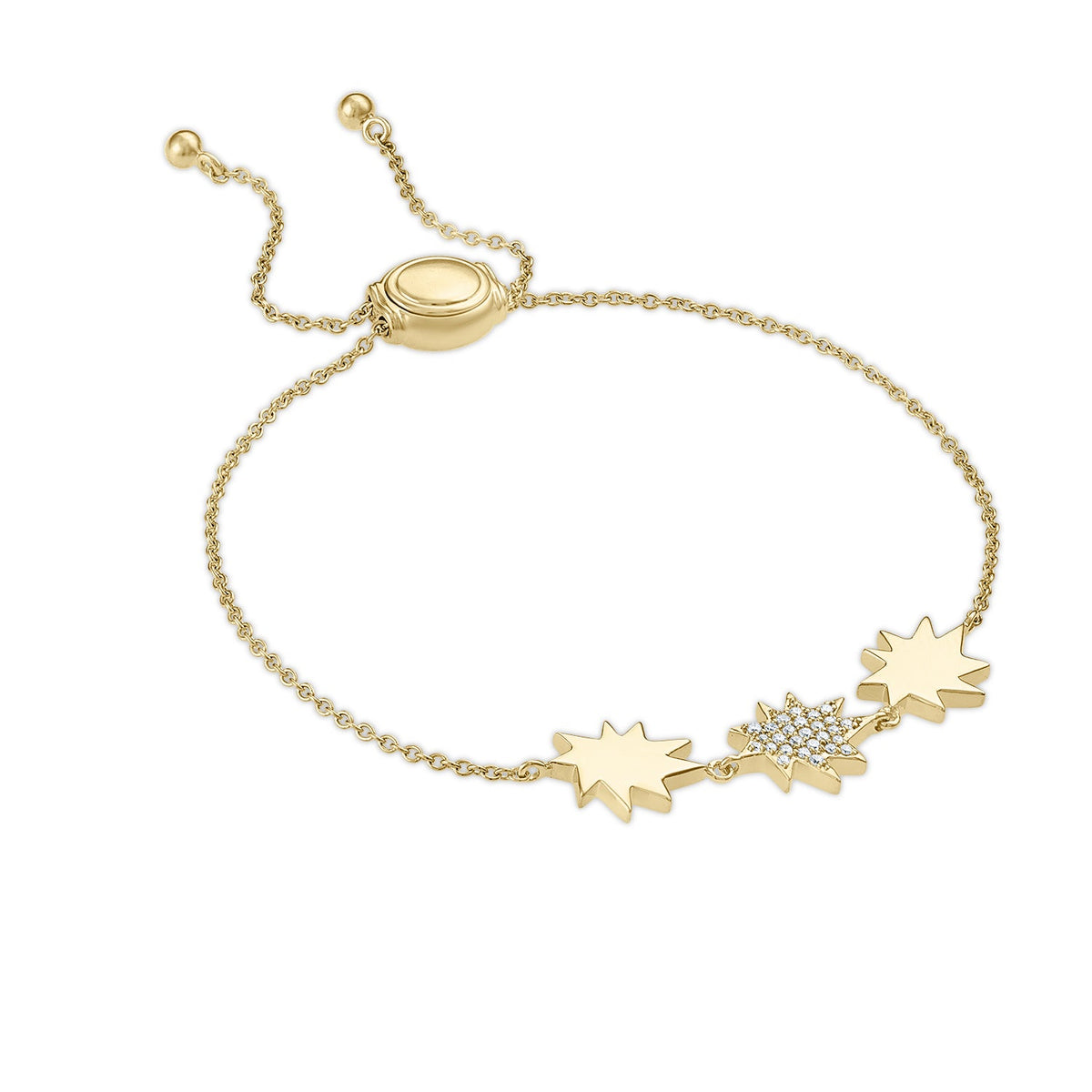 Gold Mini KAPOW! bolo bracelet: Two Gold, One Pavé Diamond Star