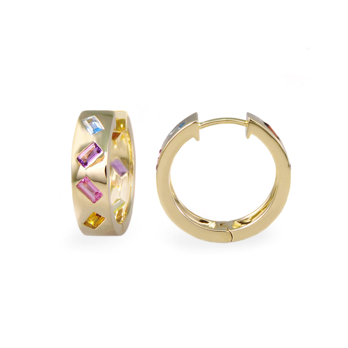 Essentials Medium Hoop Earrings with Rainbow Gemstones