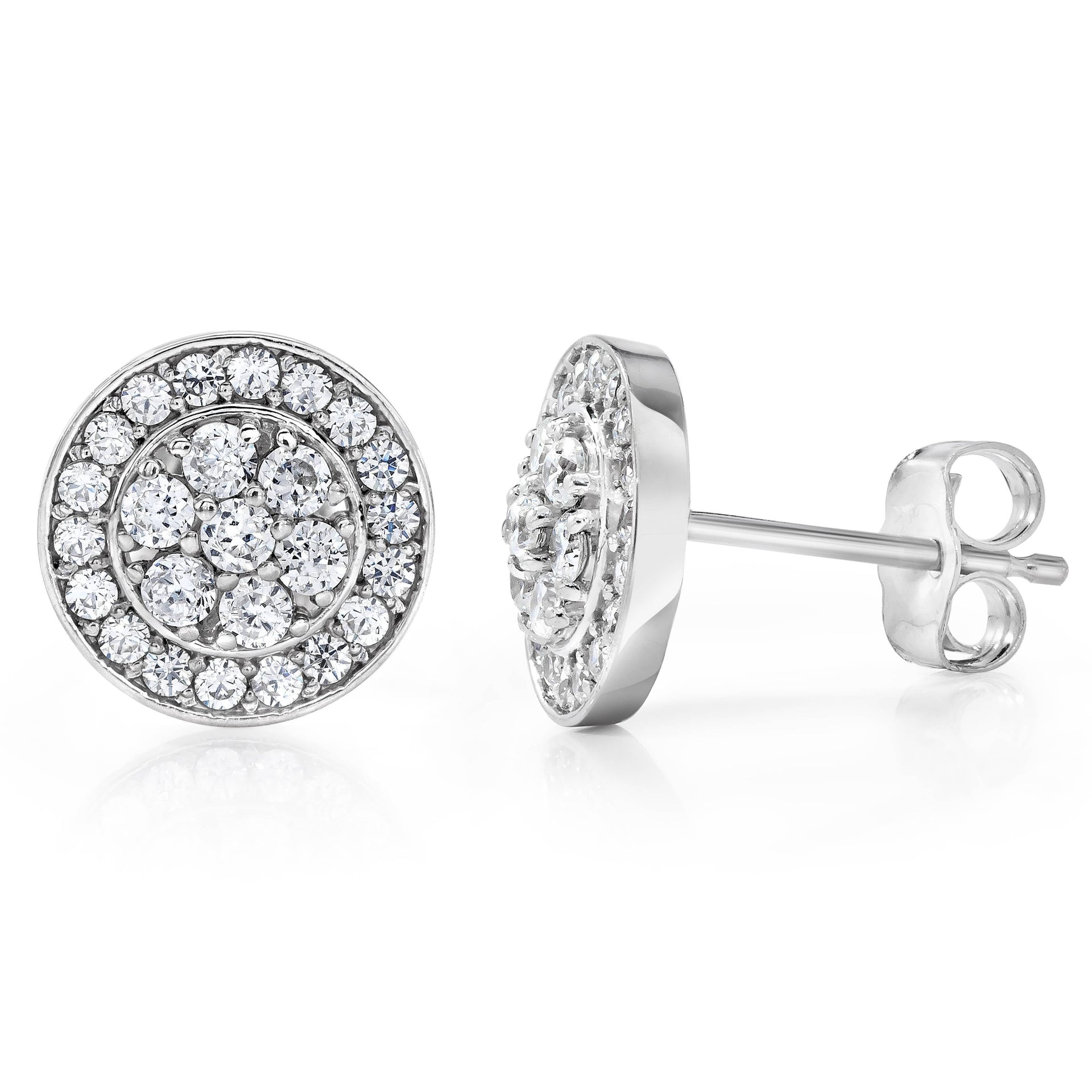 1/2 CT Diamond Halo Studs 10K White Gold