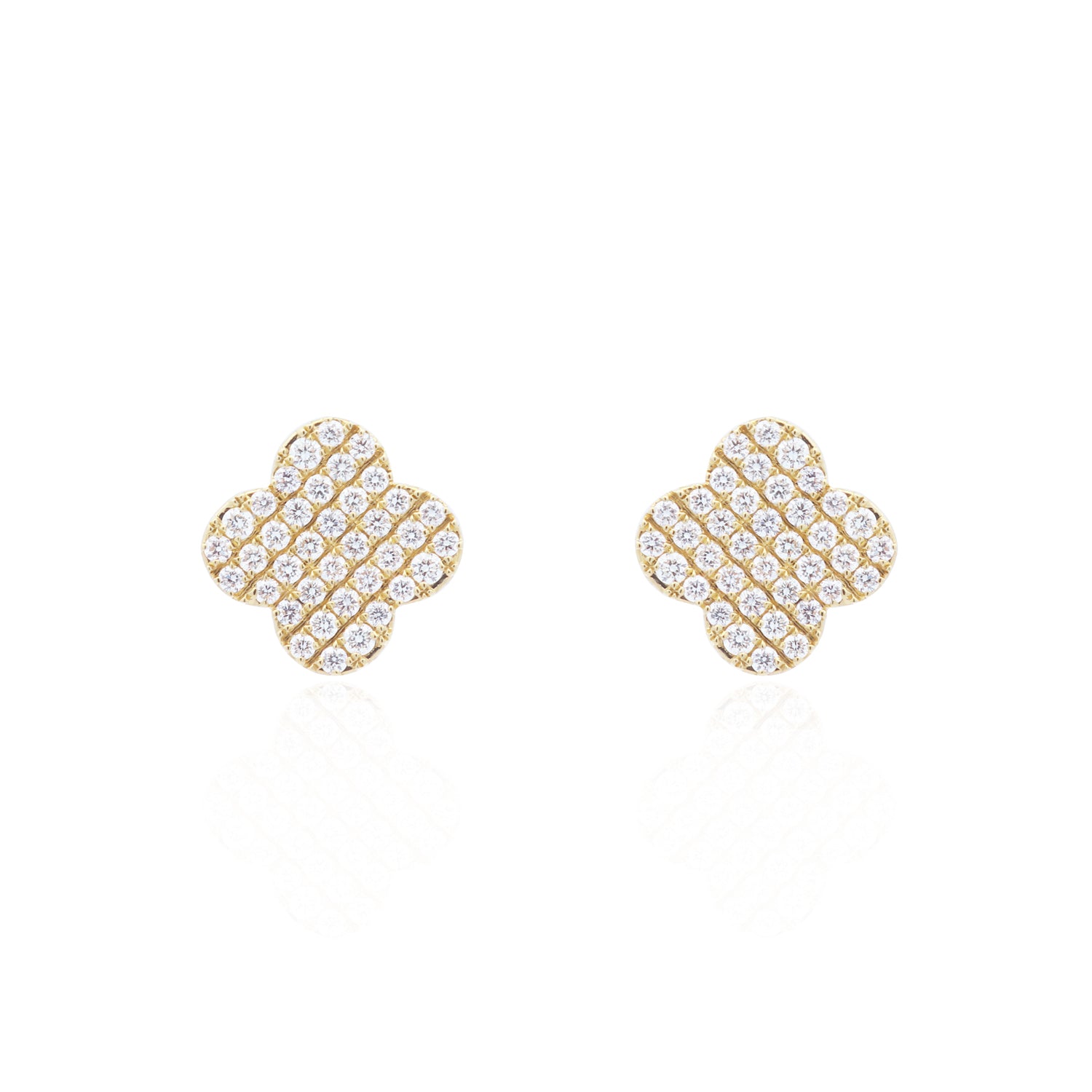 Diamond Clover Stud Earrings