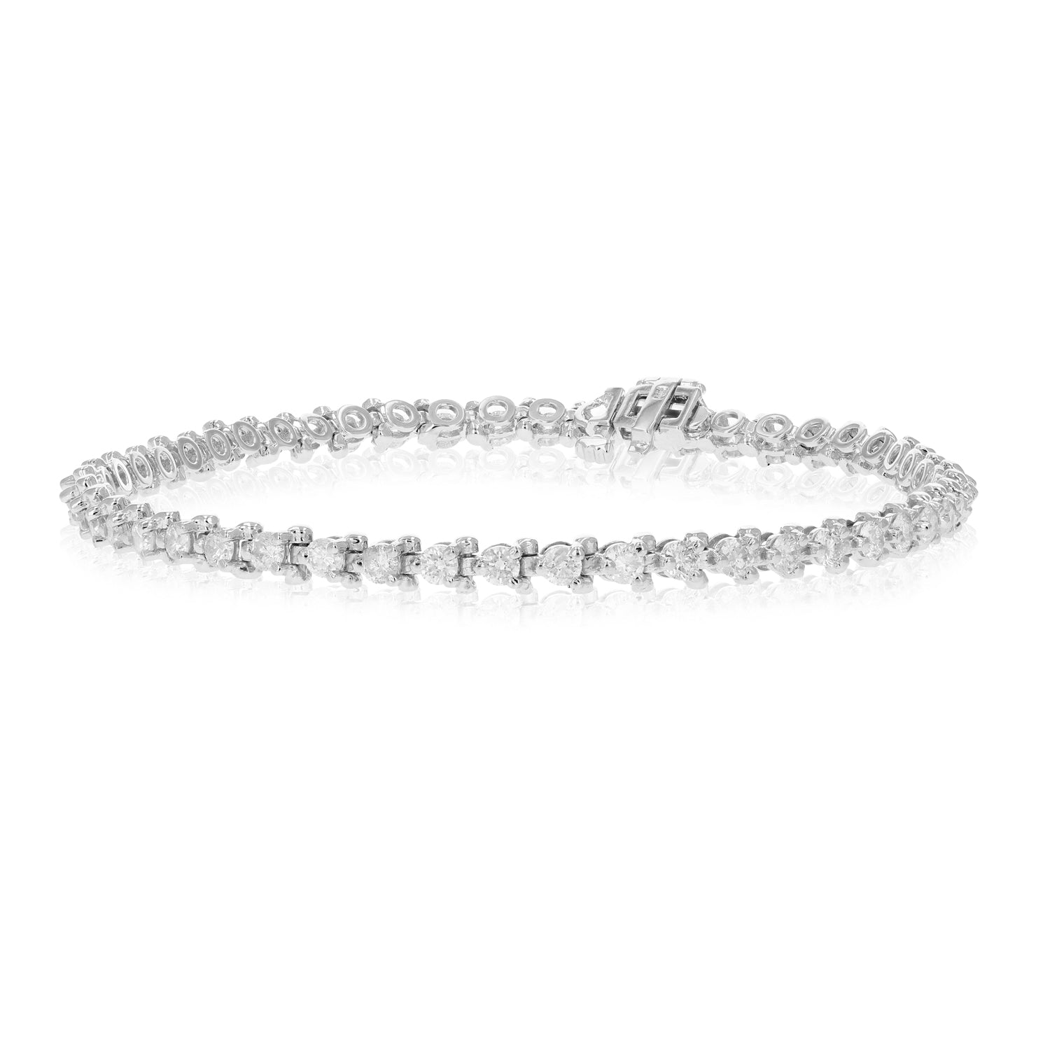 3 cttw SI2-I1 Diamond Bracelet 10K White Gold 3 Prong Classic Round 7 Inch