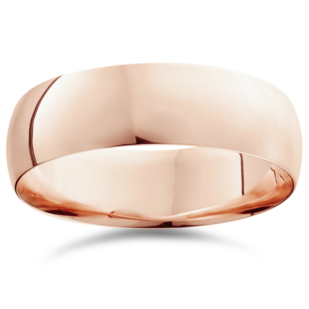 10mm Dome High Polished Wedding Band 10k Rose Gold