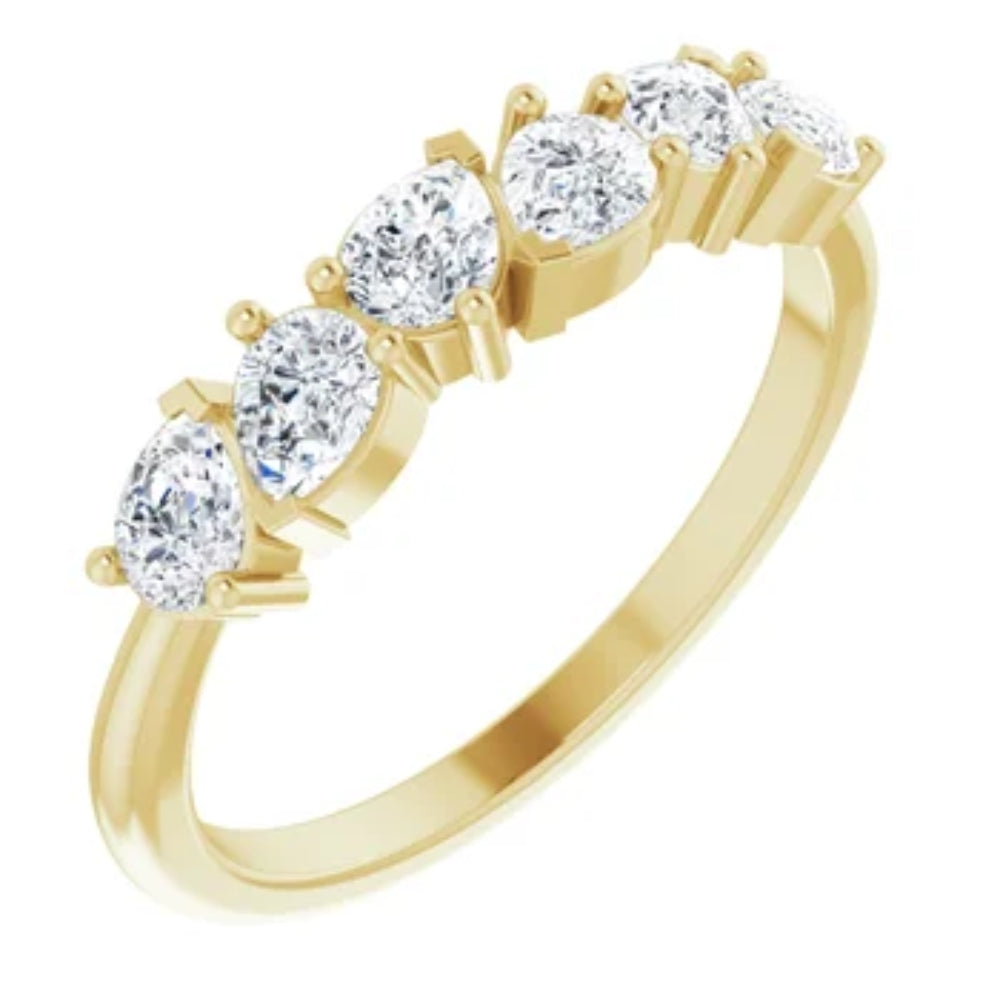 1 1/3Ct Pear Shaped Diamond Anniversary Band 14k Gold Lab Grown