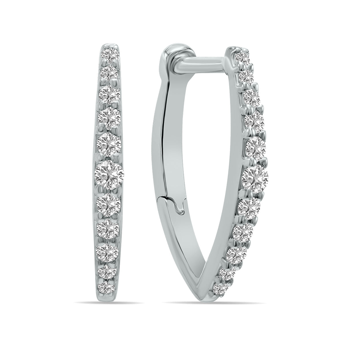 1/4 Ctw Heart Shape Lab Grown Diamond Huggies Hoop Earrings In 10K White Gold F-G Color, Vs1- Vs2 Clarity
