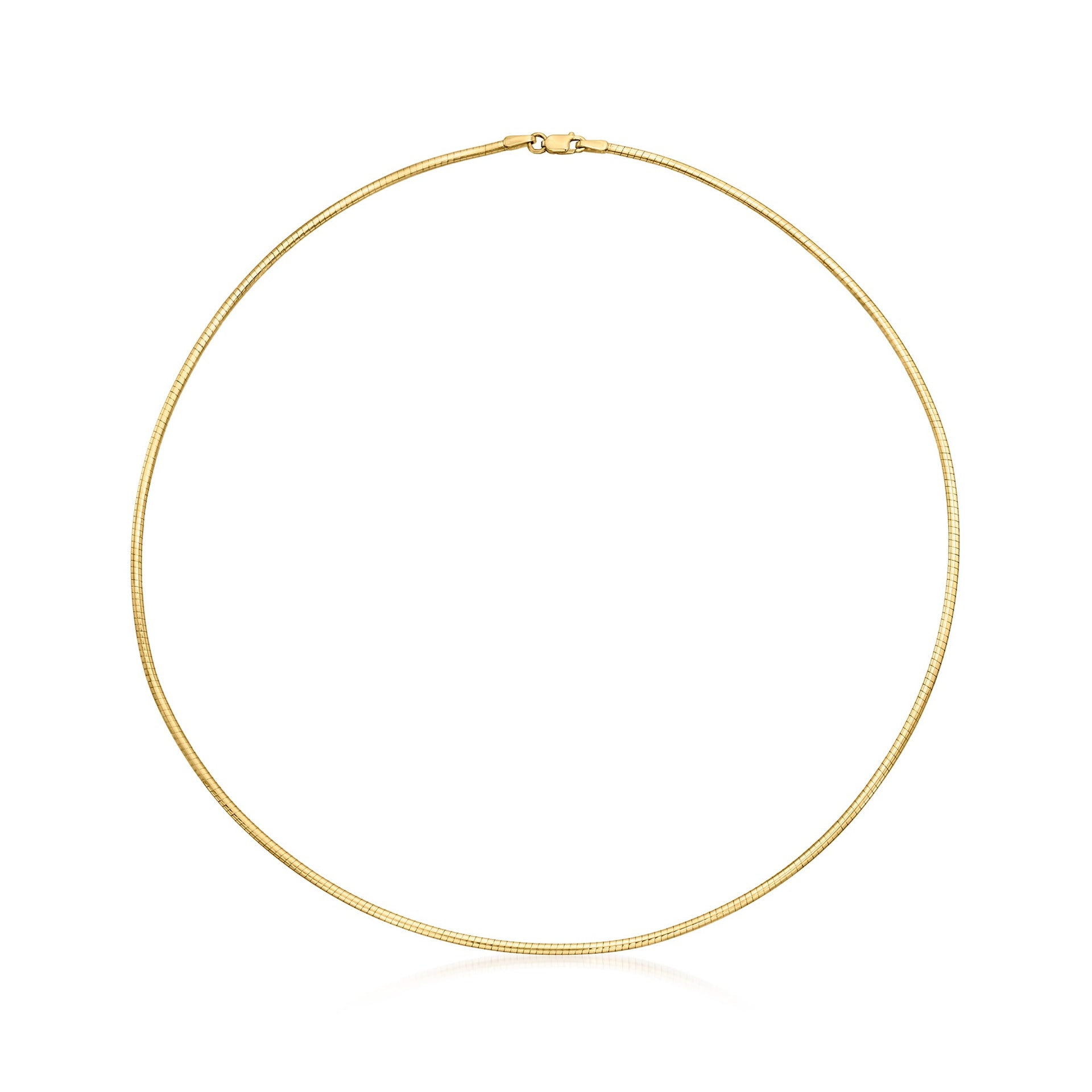 Italian 2mm 10kt Yellow Gold Omega Chain Necklace