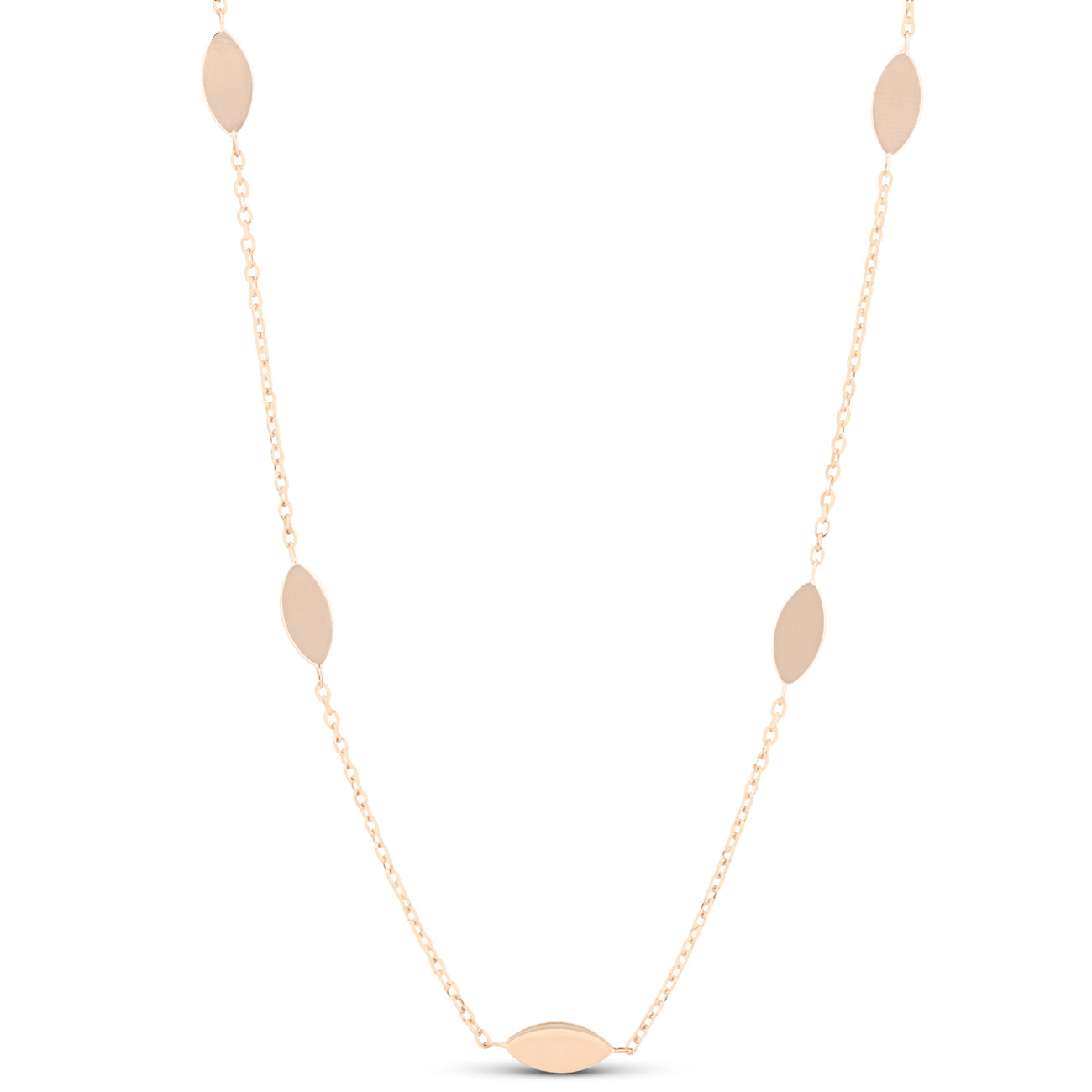 14k Rose Gold 18' Station Leaf Women's Necklace