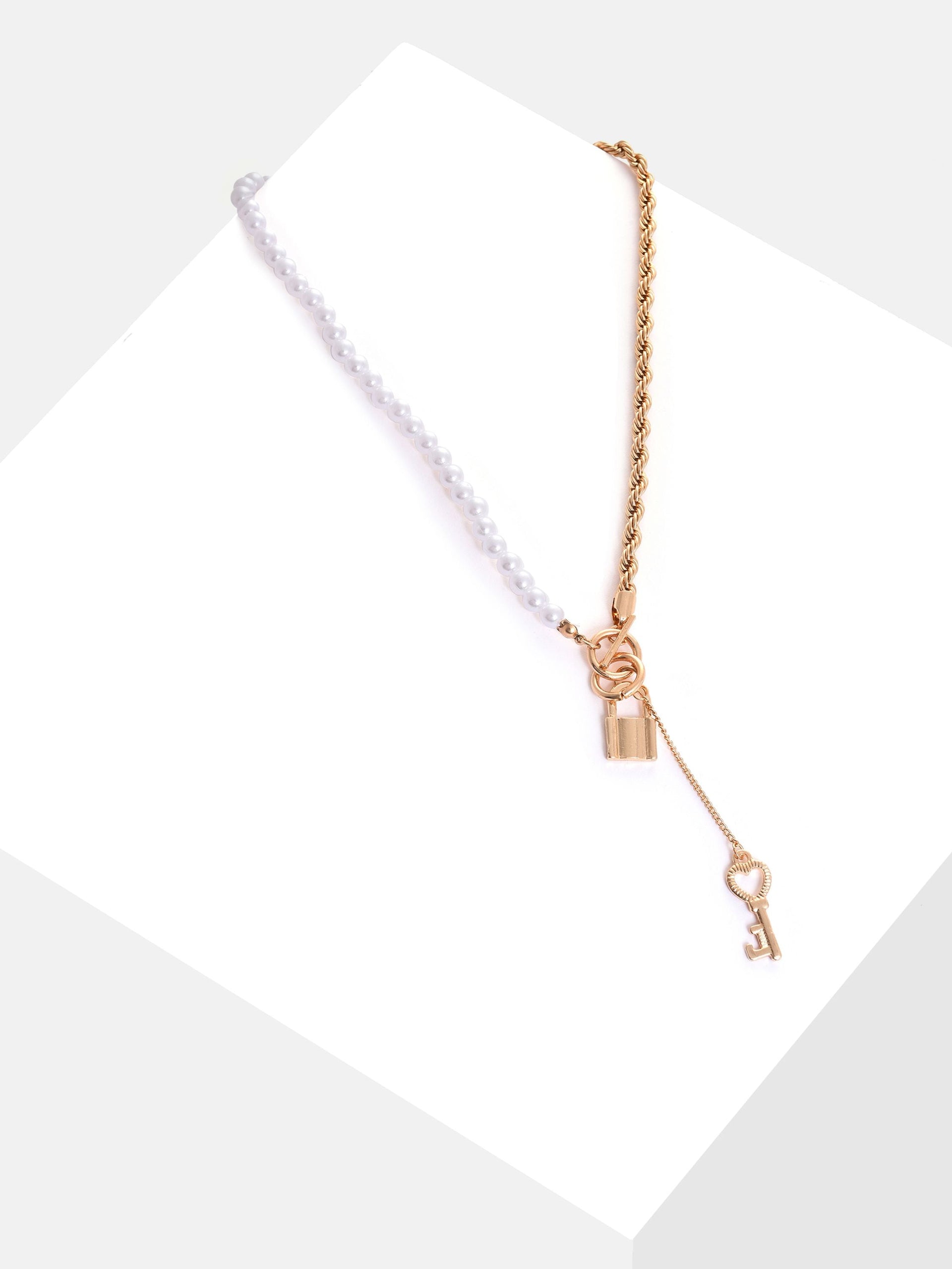 Gold Plated Key Pattern Necklace